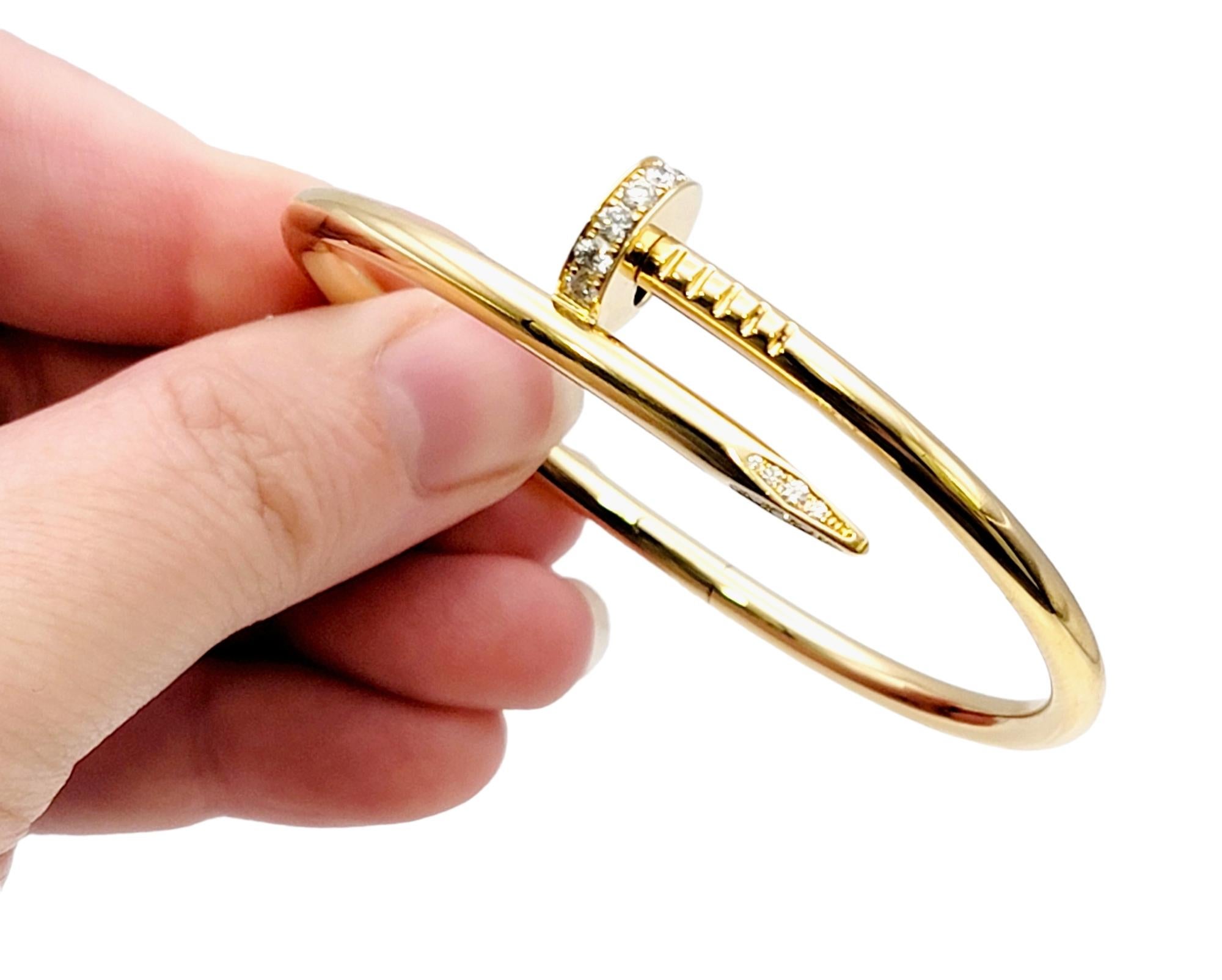Cartier Juste un Clou Yellow Gold Hinged Bangle Bracelet with Diamonds 8