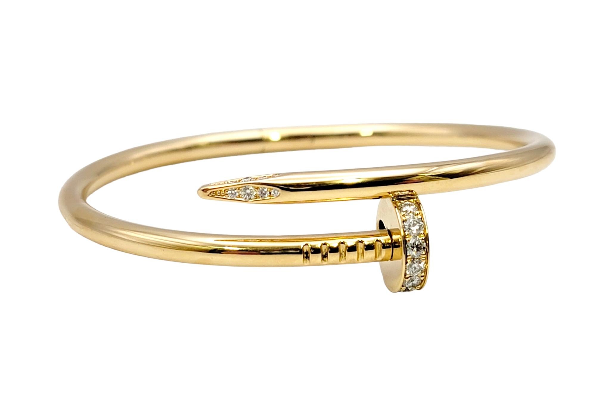 Contemporary Cartier Juste un Clou Yellow Gold Hinged Bangle Bracelet with Diamonds