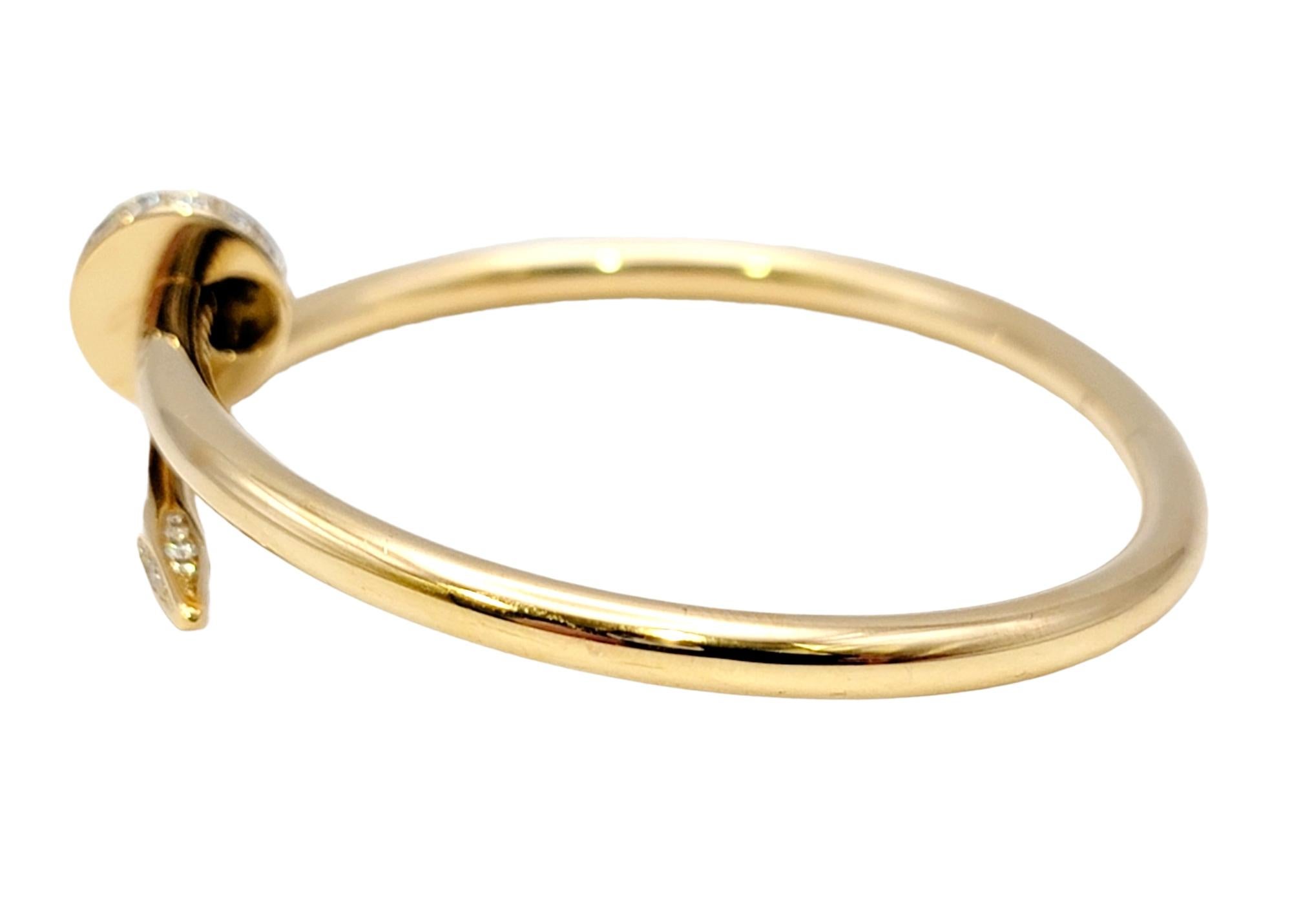 Women's Cartier Juste un Clou Yellow Gold Hinged Bangle Bracelet with Diamonds