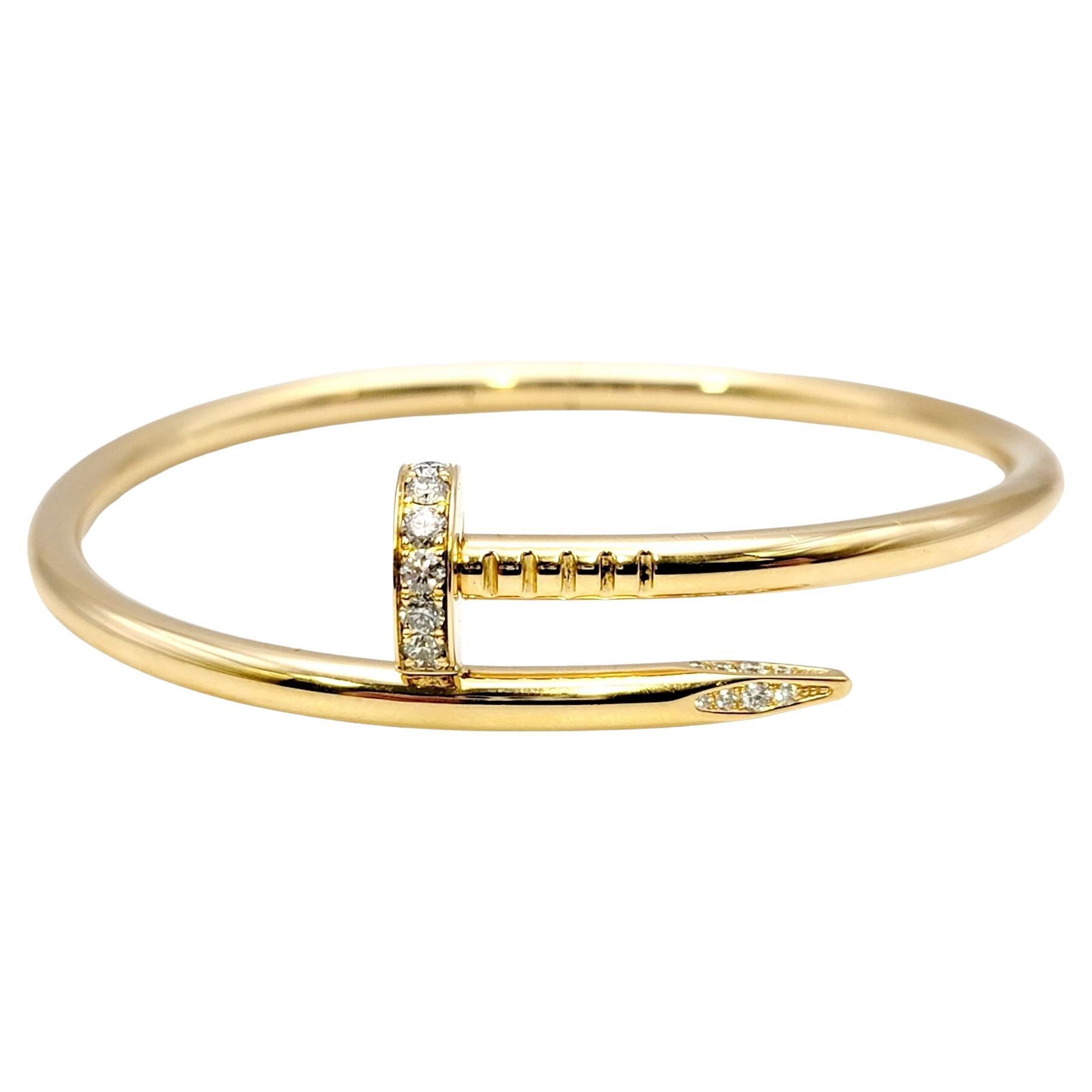 Cartier Juste un Clou Yellow Gold Hinged Bangle Bracelet with Diamonds
