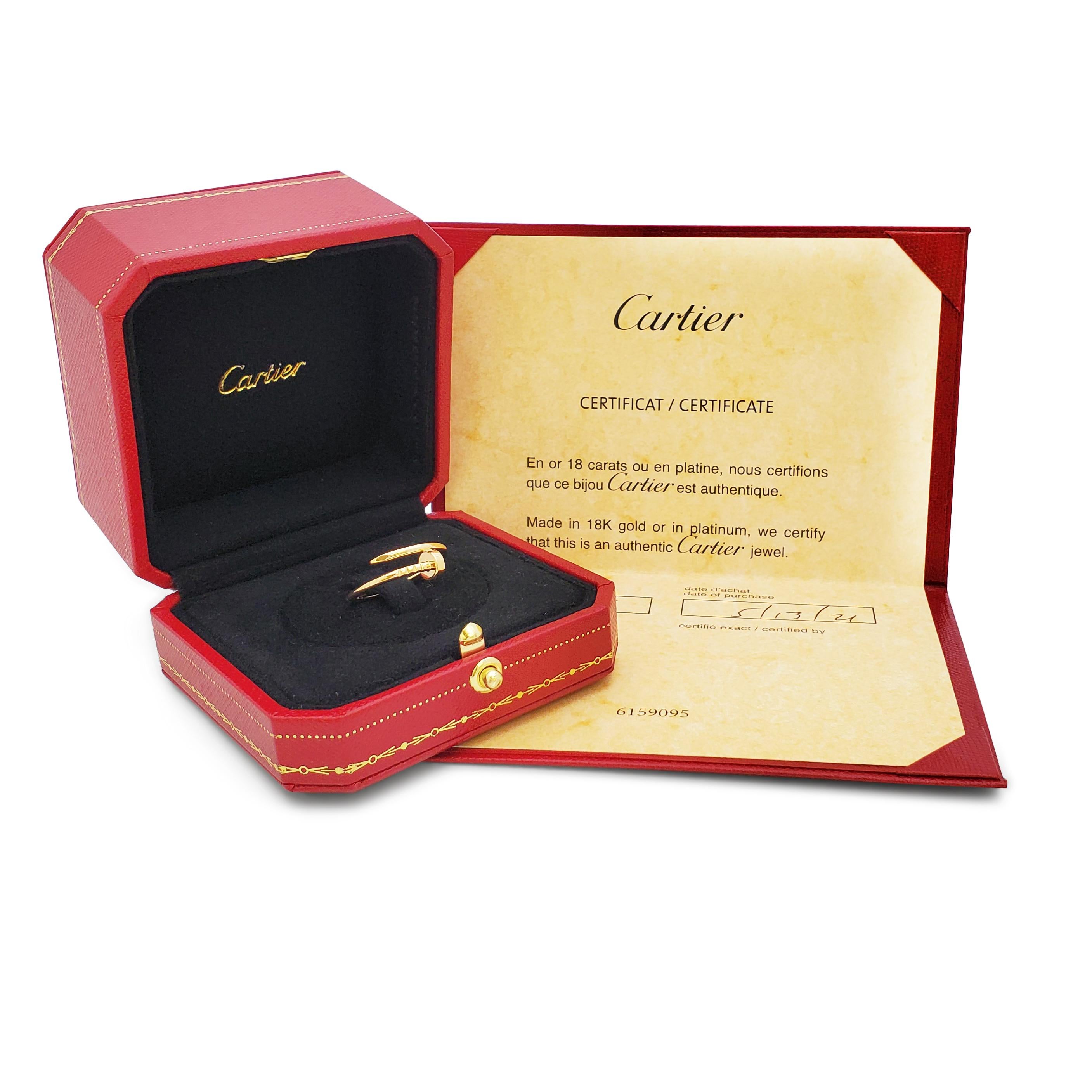Cartier Juste un Clou Yellow Gold Ring, Small Model In Excellent Condition In New York, NY