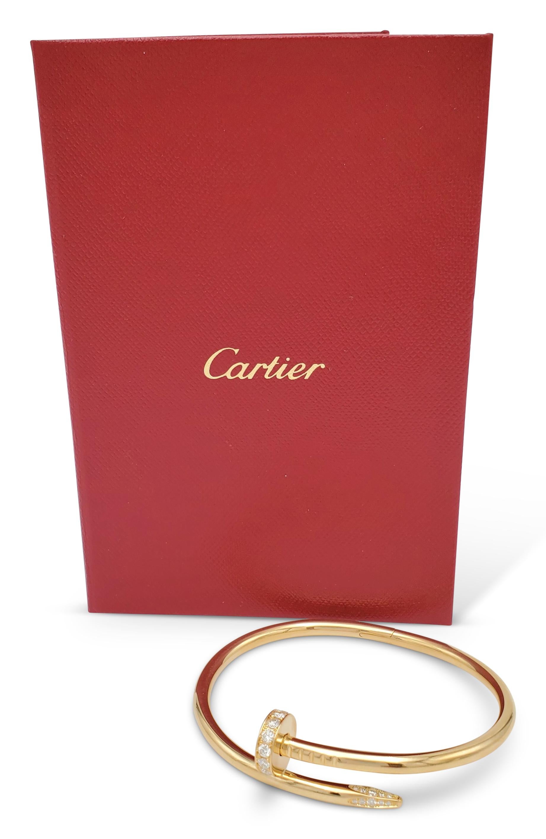Round Cut Cartier 'Juste un Clous' Yellow Gold and Diamond Bracelet