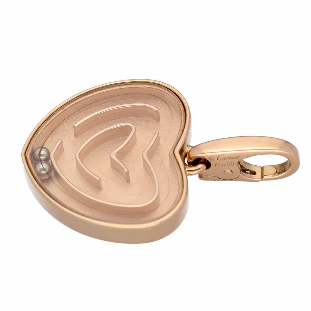 Cartier K18 Pink Gold White Gold Labyrinth Heart Motif Charm In Good Condition In Tokyo, JP