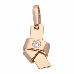 Cartier Knot Motif 1P Diamond Charm Pendant 18K Pink Gold 750