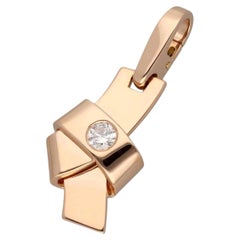 Cartier Knot Motif 1P Diamond Charm Pendant 18K Pink Gold 750