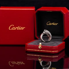 Cartier La Calda Panthère Panther Diamond Emerald Onyx Cocktail Ring White Gold