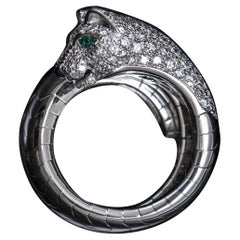 Cartier La Calda Panthère Panther Diamante Smeraldo Onice Anello Cocktail Oro Bianco