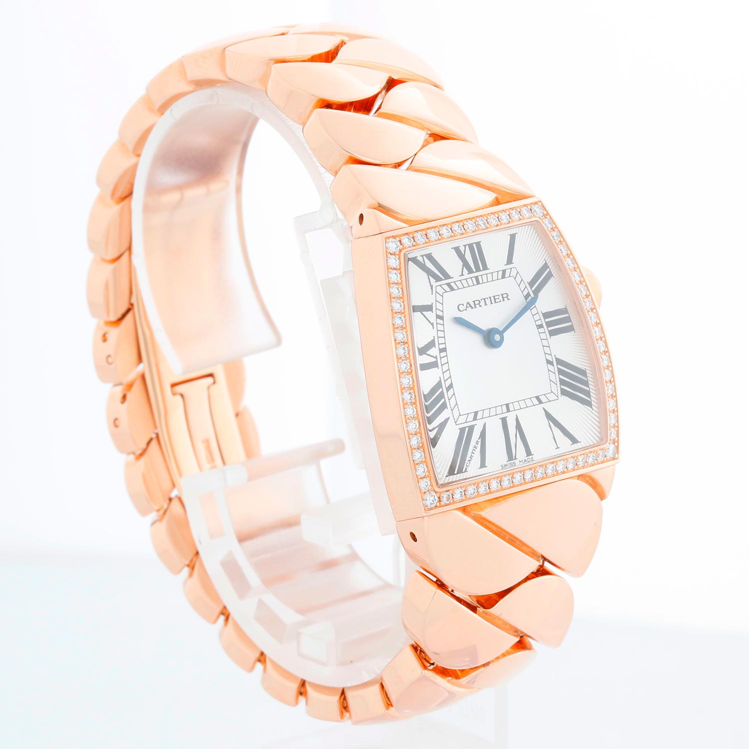 Cartier La Dona 18k Rose Gold Diamond Ladies Watch WE600501 In condizioni ottime in vendita a Dallas, TX
