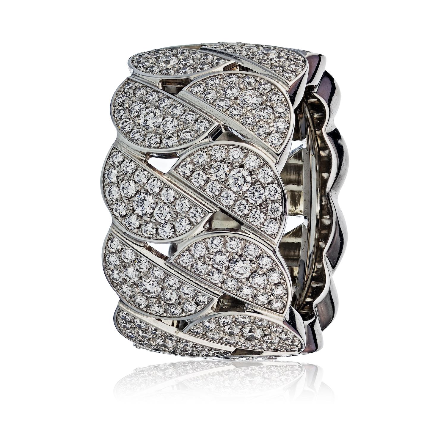 Modern Cartier La Dona 18 Karat White Gold Pave Diamond Ring