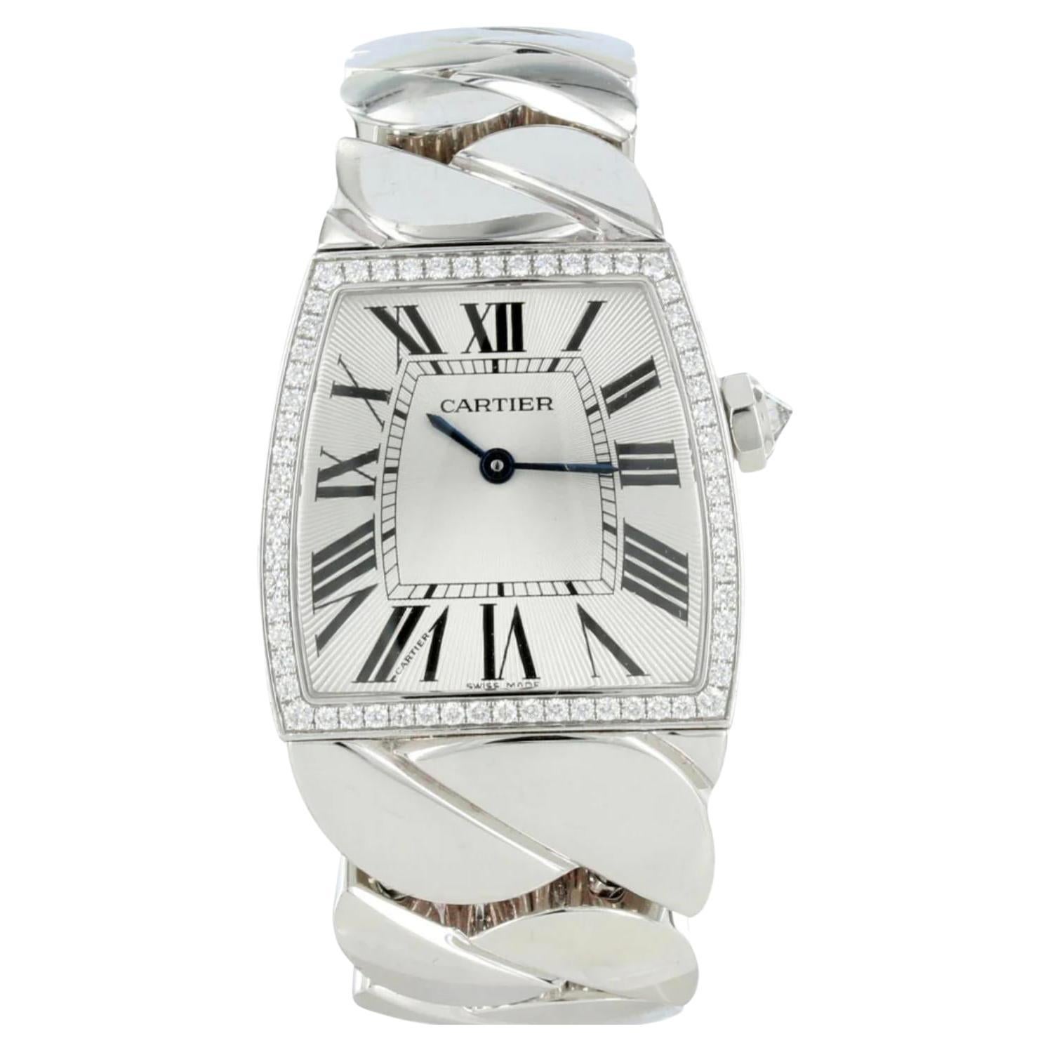 Cartier La Dona 195g Oro bianco 18 carati Lunetta di diamanti Orologio di grandi dimensioni WE60019G B. B. in vendita