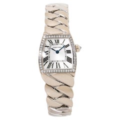Cartier La Dona 2905 Factory Diamond Tonneau 18k White Gold Quartz Watch 22mm