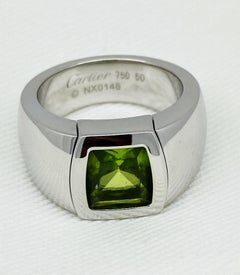 Cartier La Dona 3.00ct Cushion Peridot 18K 750 White Gold Cocktail Ring. Size 50