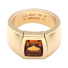Cartier La Dona Citrine 18k Yellow Gold Band Ring Size 51 w/Paper