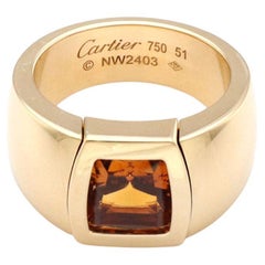 Cartier La Dona Citrine 18k Yellow Gold Band Ring Size 51 w/Paper