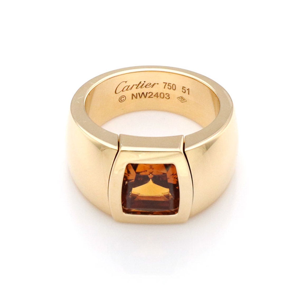 Cartier La Dona Citrine 18k Yellow Gold Band Ring Size 51 w/Paper For Sale
