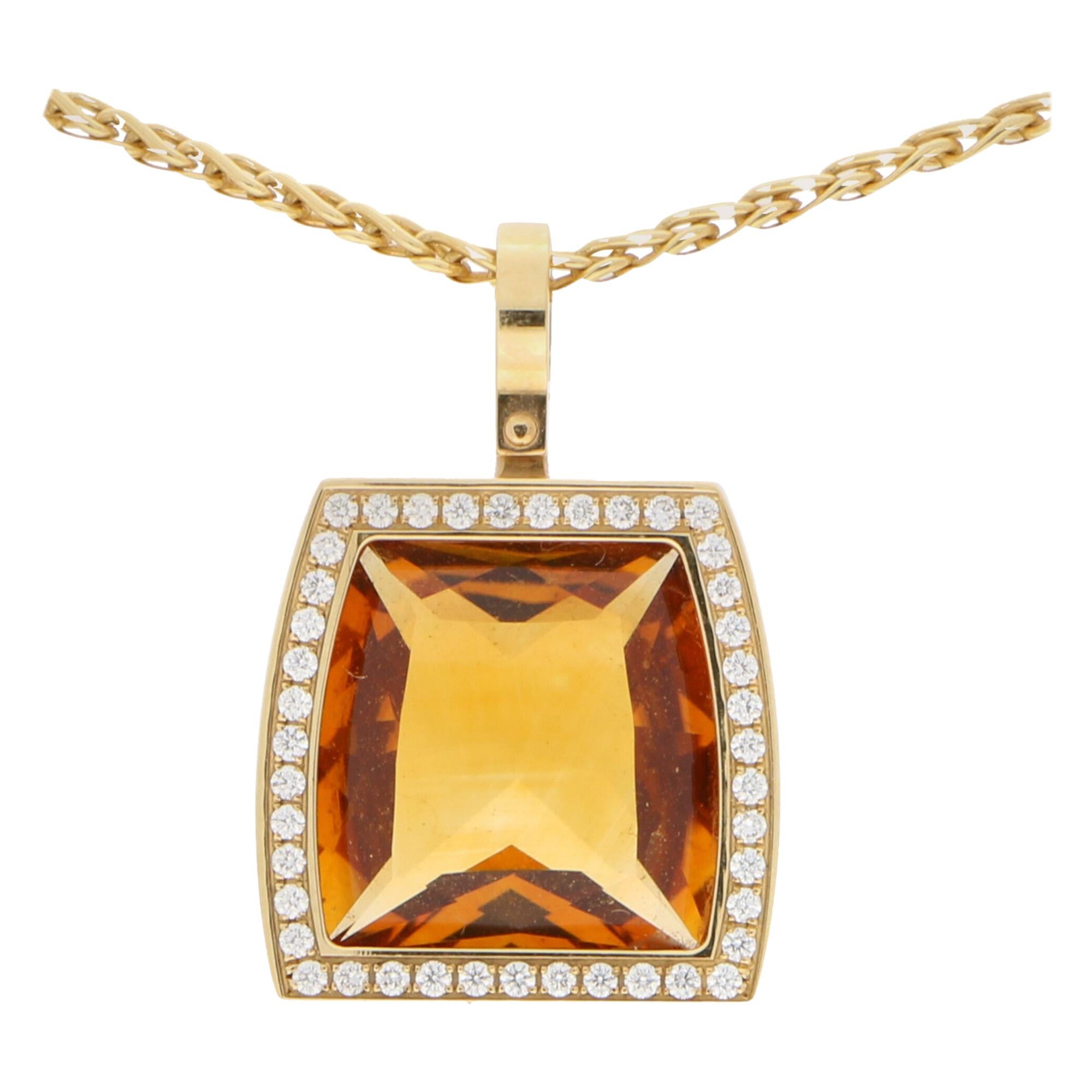 Cartier La Dona Citrine and Diamond Pendant Set in 18 Karat Yellow Gold