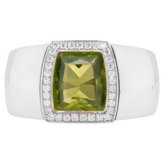 Anello Cartier La Dona con diamante e peridoto in oro bianco 18 carati