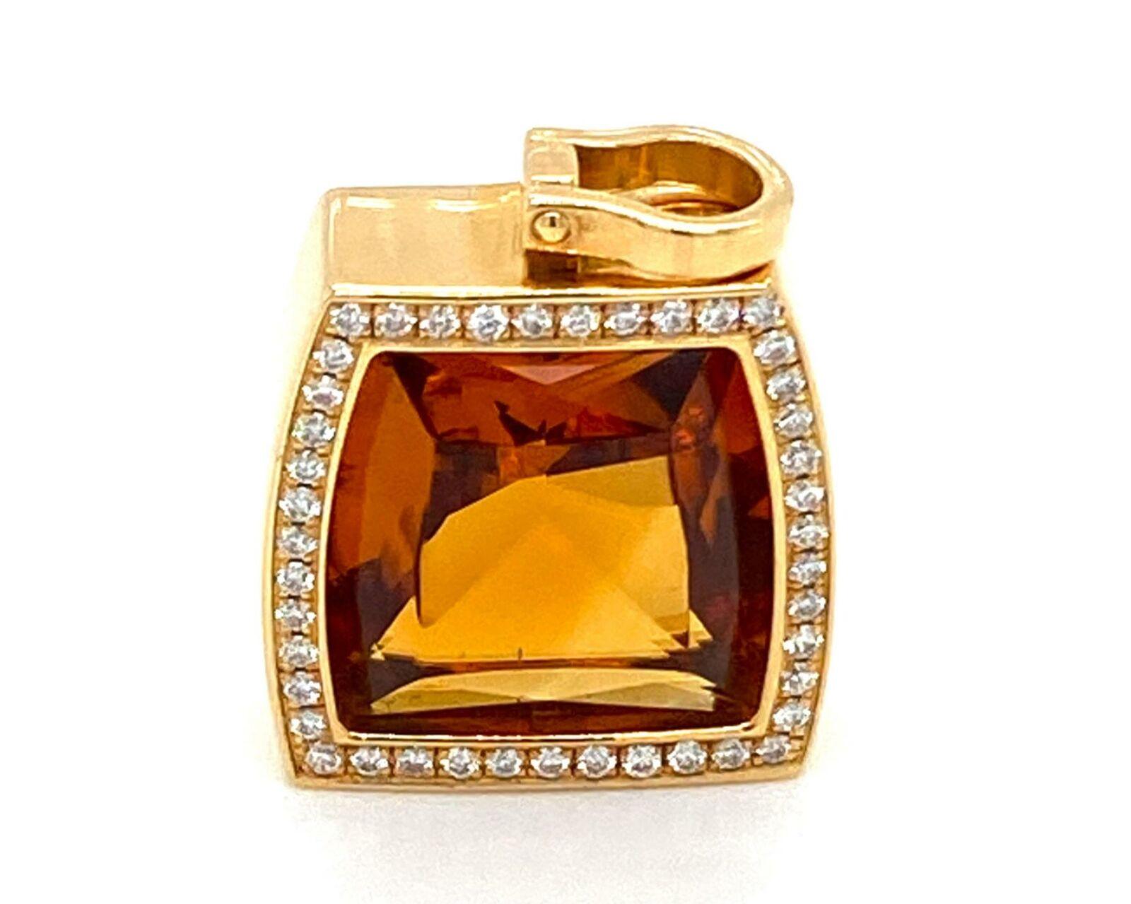 Elite and authentic by Cartier from the LA DONA collection. This gorgeous pendant is crafted from 18k yellow gold with a fine polished finish featuring a cushion shaped vibrant citrine gemstone mounted in the center of gold frame and bordered with