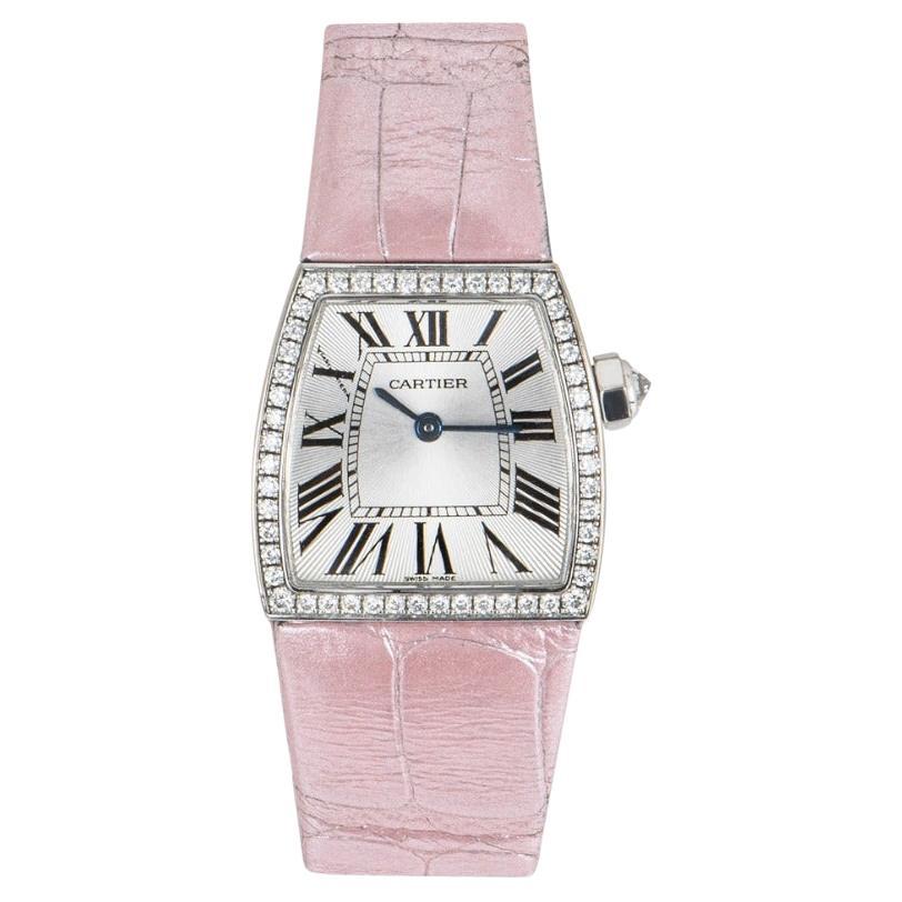 Cartier La Dona Donna Oro Bianco Argento Quadrante Guilloche Diamante Incastonato B&P WE600351
