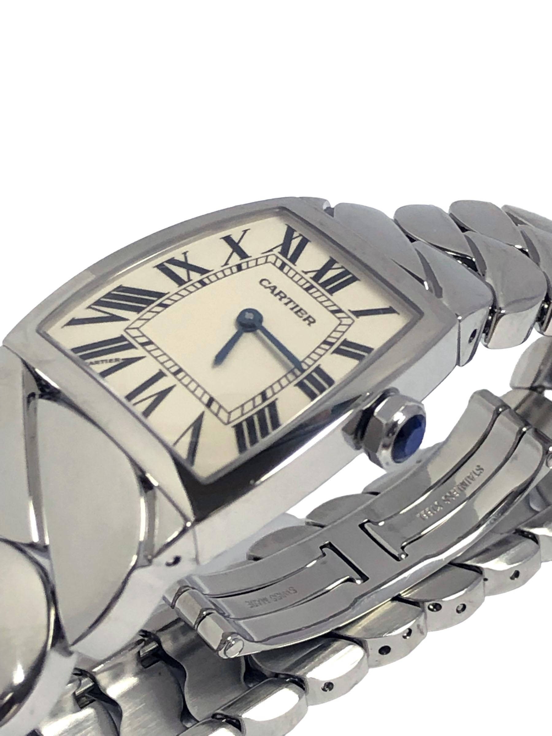 Cartier La Dona Grande montre-bracelet La Dona à quartz en acier Réf. 2835 Excellent état à Chicago, IL