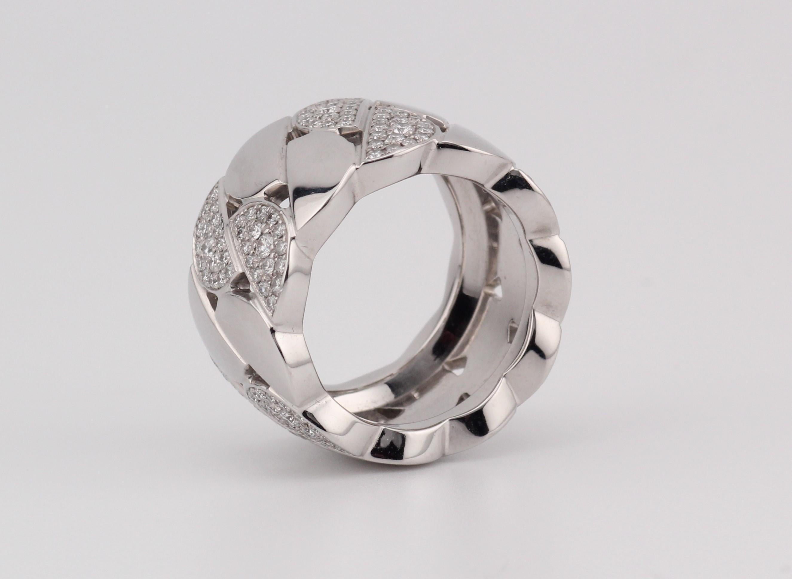 Brilliant Cut Cartier La Dona Ring XL 18K White Gold Diamond Size 51 For Sale
