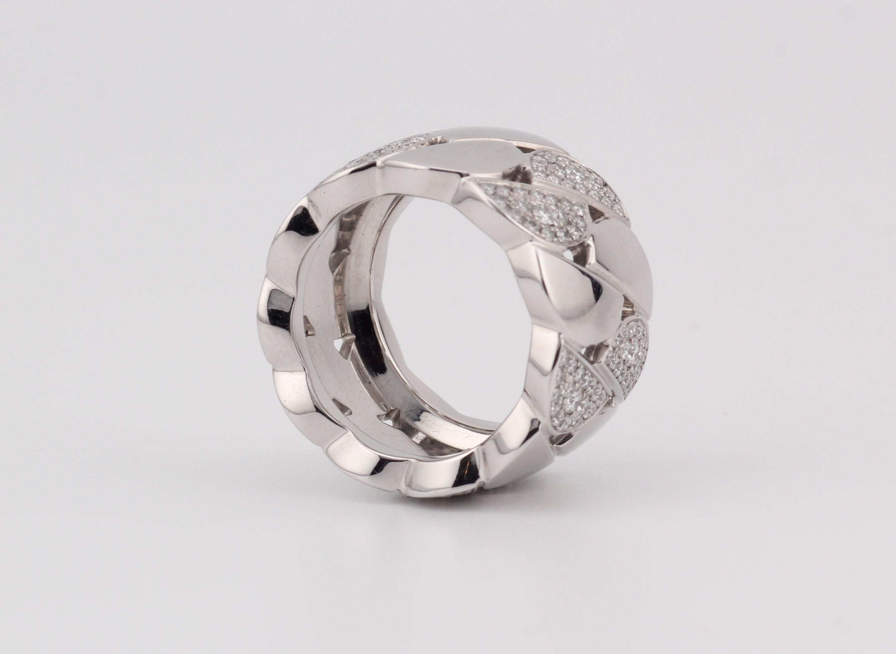Women's Cartier La Dona Ring XL 18K White Gold Diamond Size 51 For Sale