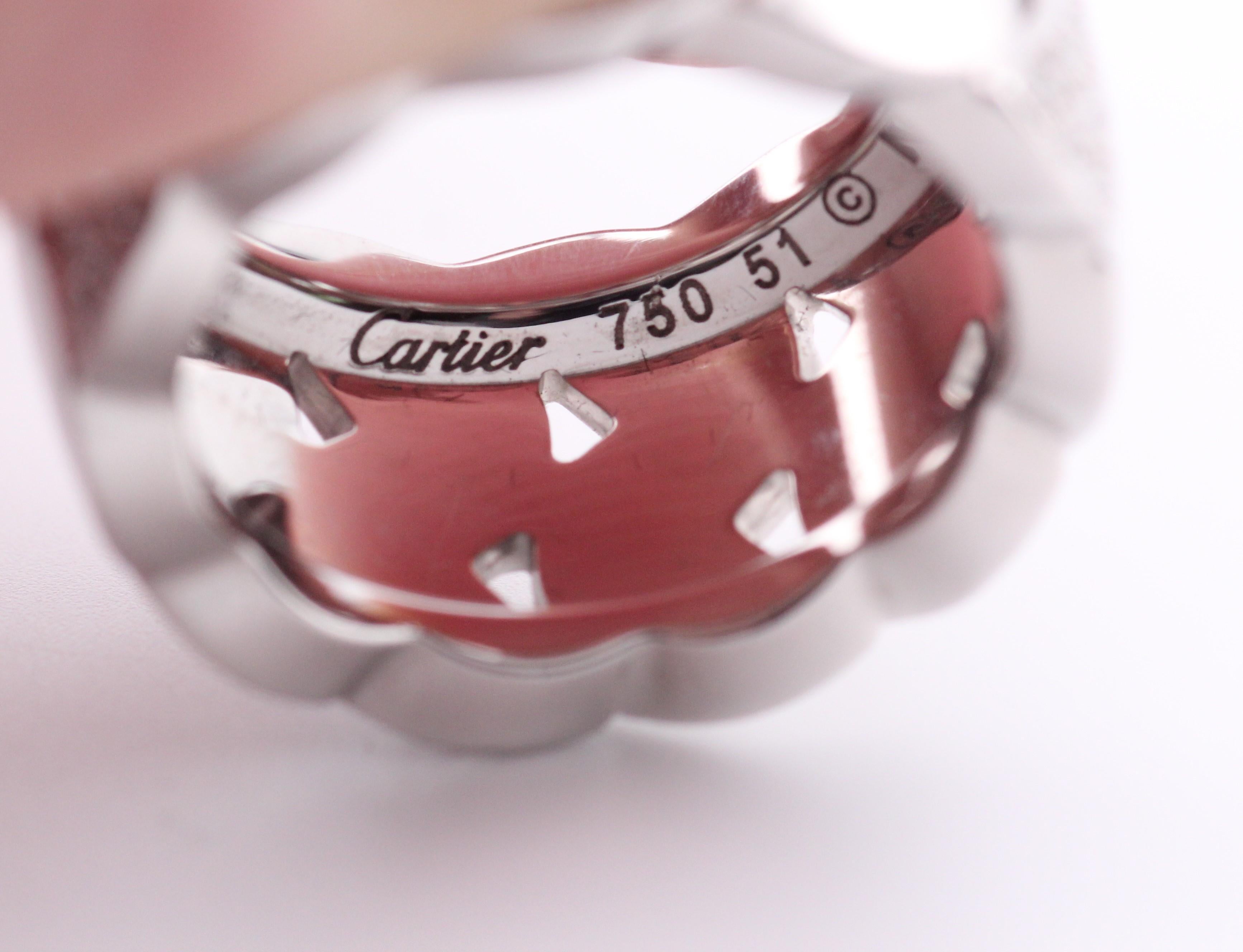 Cartier La Dona Ring XL 18K White Gold Diamond Size 51 For Sale 1