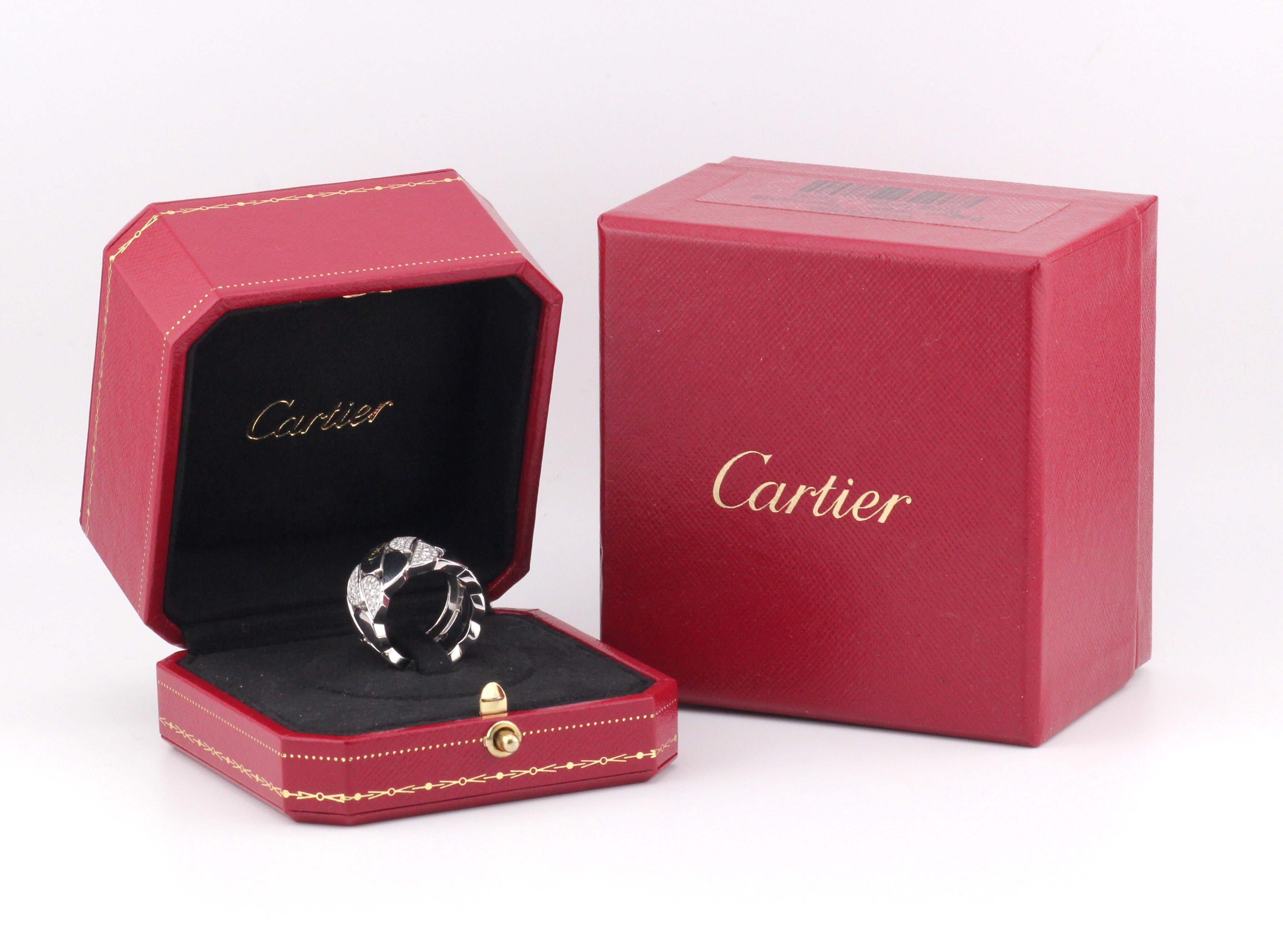 Cartier La Dona Ring XL 18K White Gold Diamond Size 51 For Sale 3