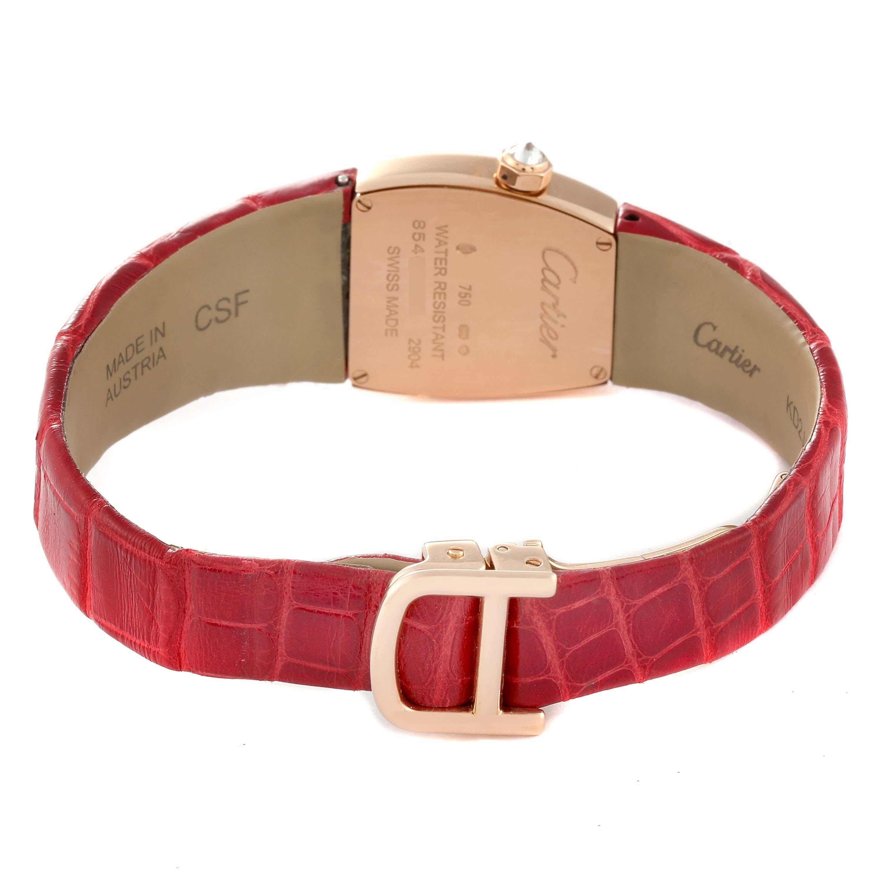 Women's Cartier La Dona Rose Gold Diamond Red Strap Ladies Watch WE600651 For Sale