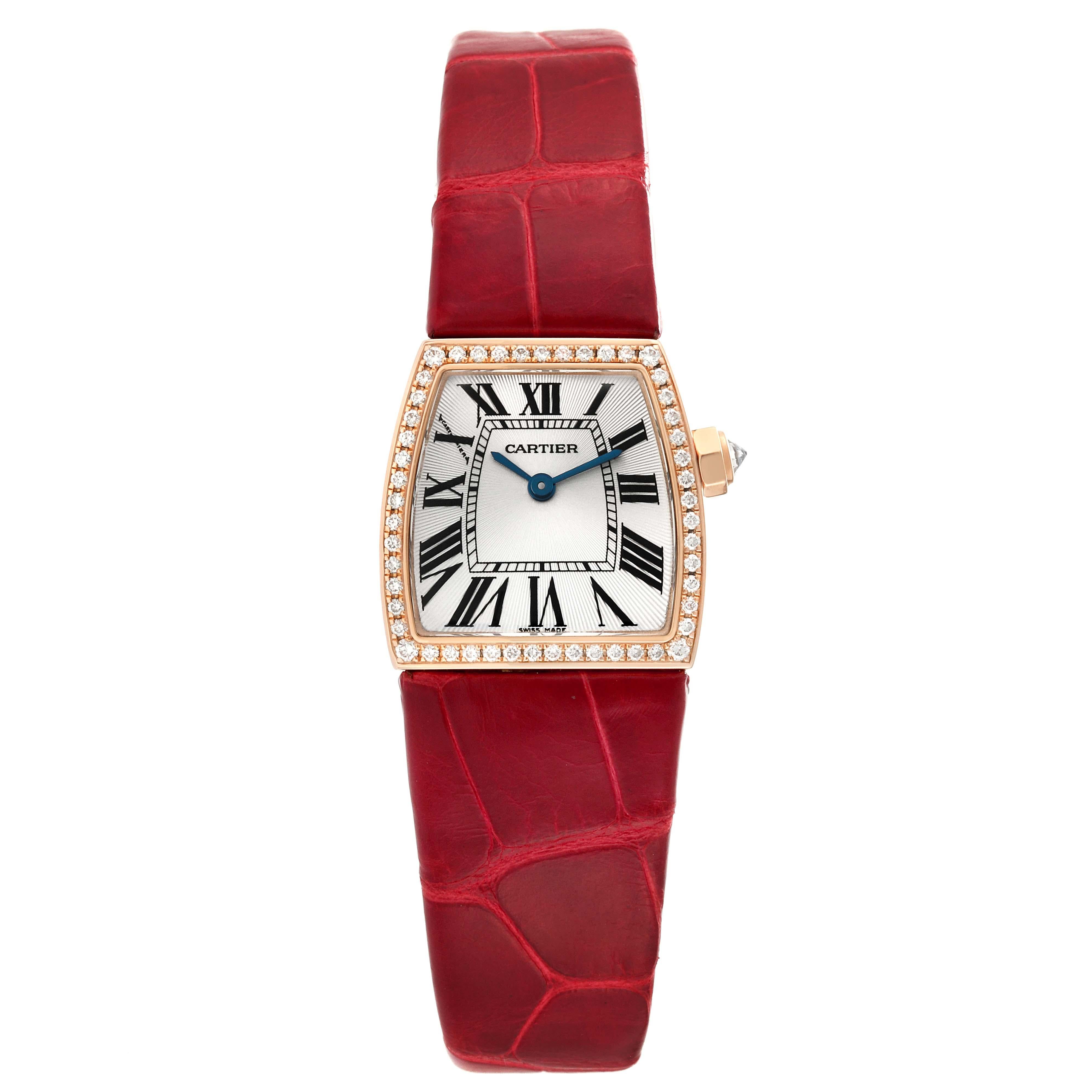 Cartier La Dona Rose Gold Diamond Red Strap Ladies Watch WE600651 For Sale 1
