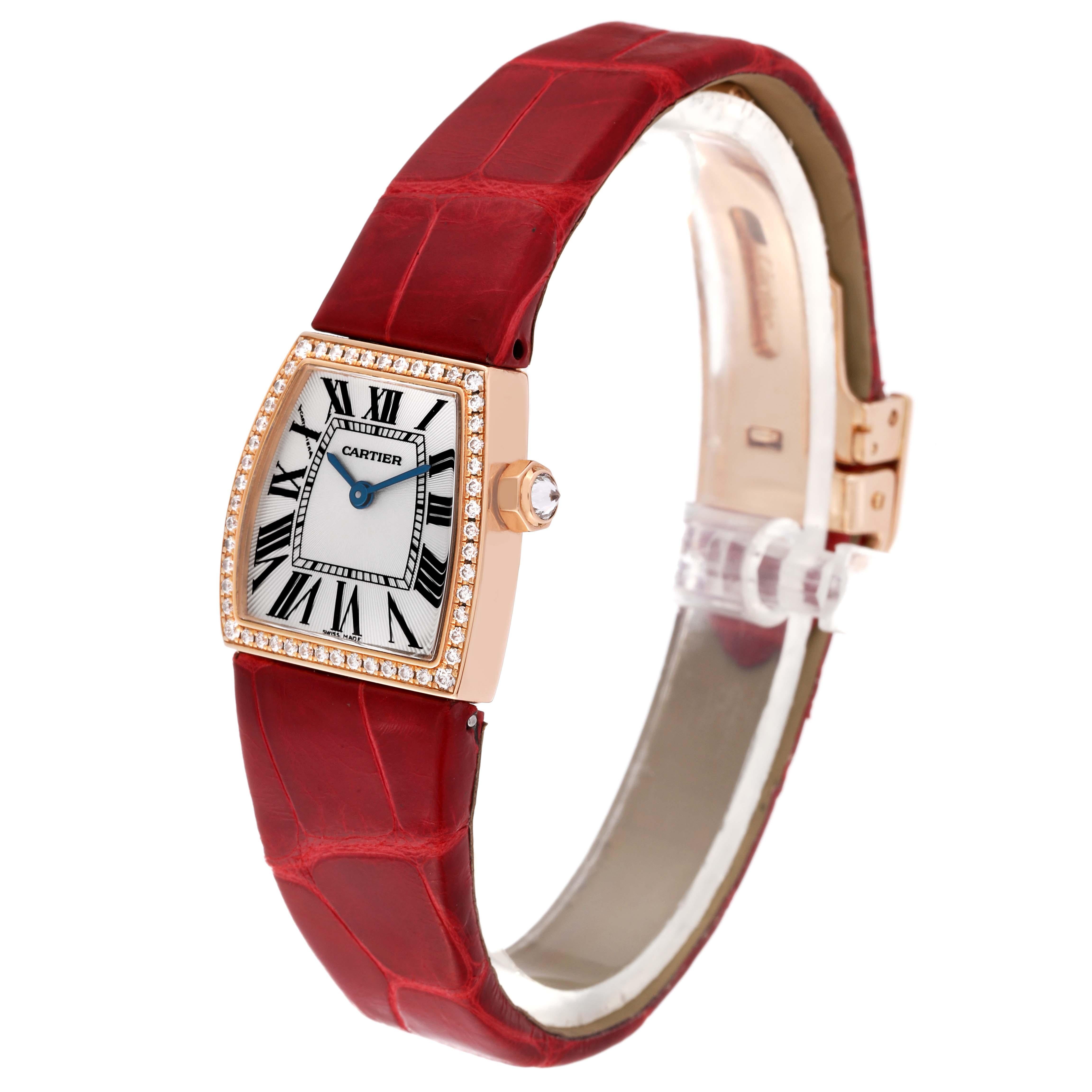 Cartier La Dona Rose Gold Diamond Red Strap Damenuhr WE600651 im Angebot 3