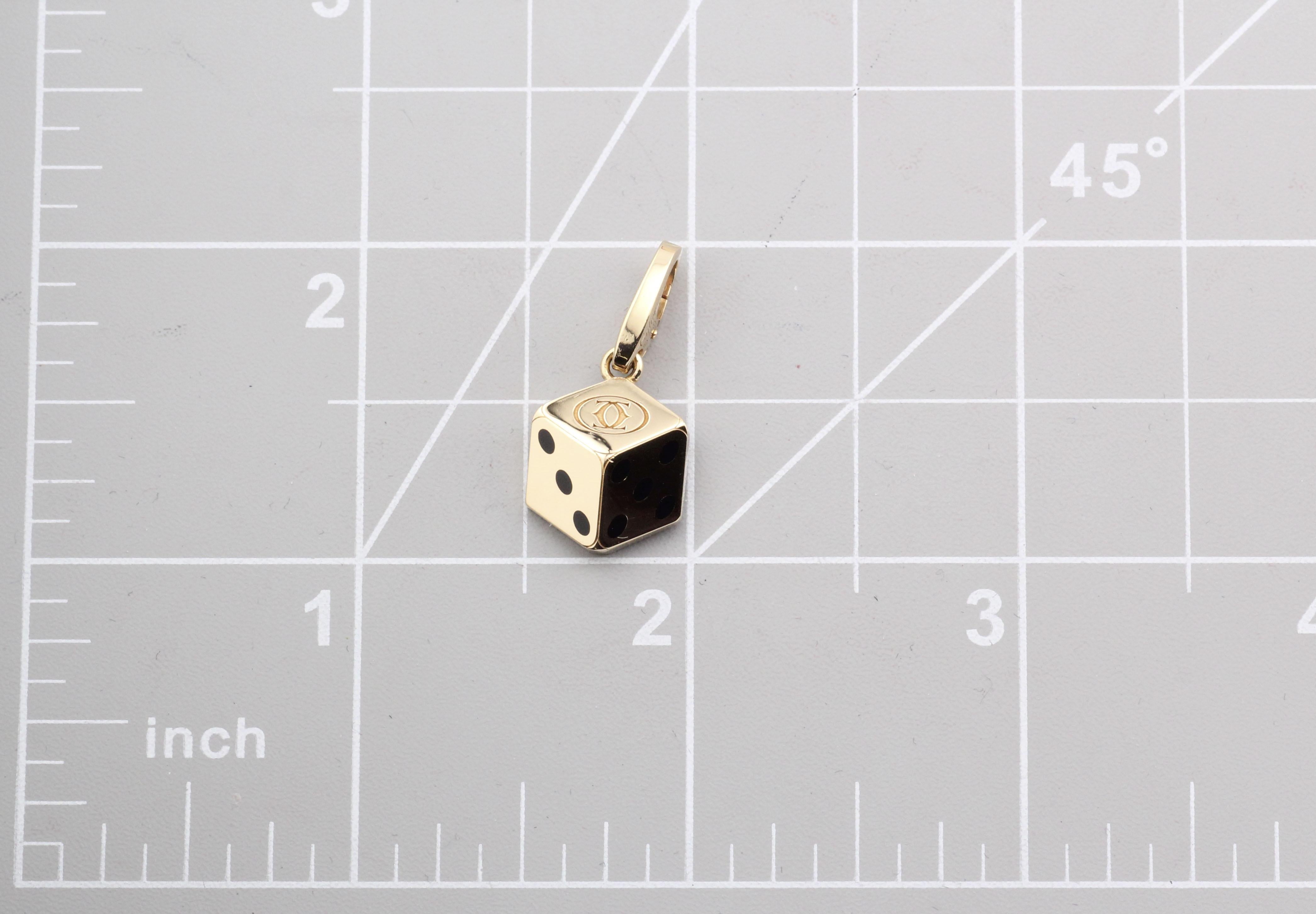 Cartier Lacquer 18k Yellow Gold Dice Charm Pendant 1