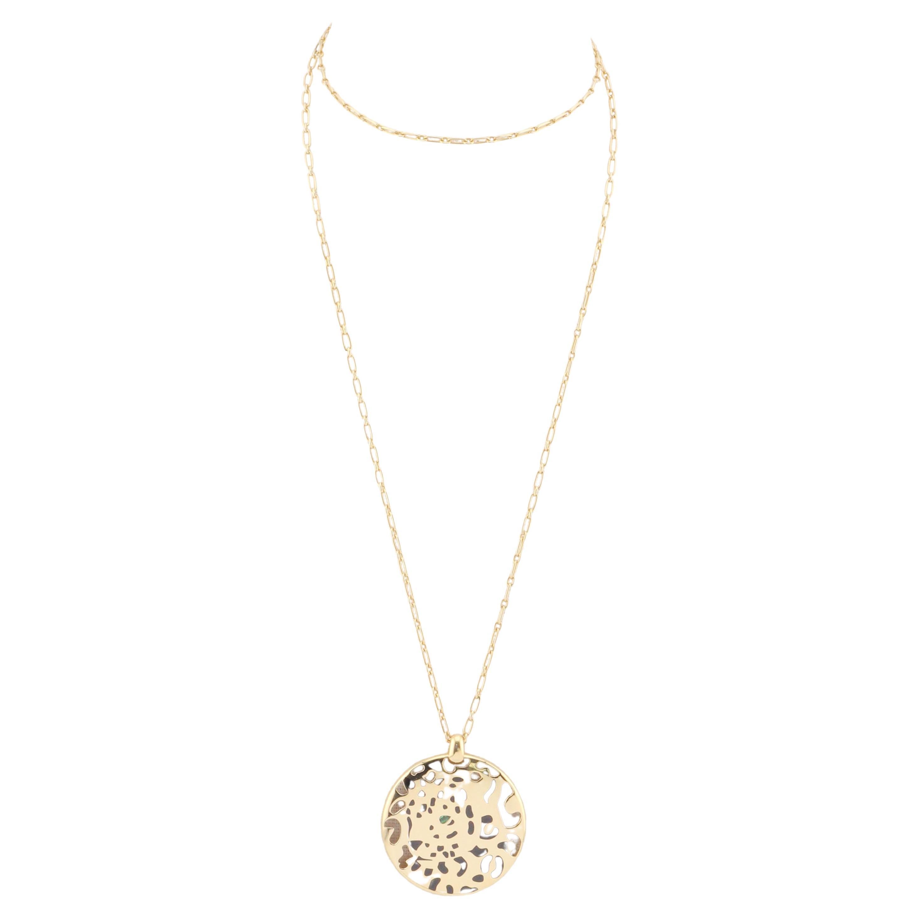 Cartier Smeraldo Laccato Oro 18k  Collana lunga con ciondolo Panthere