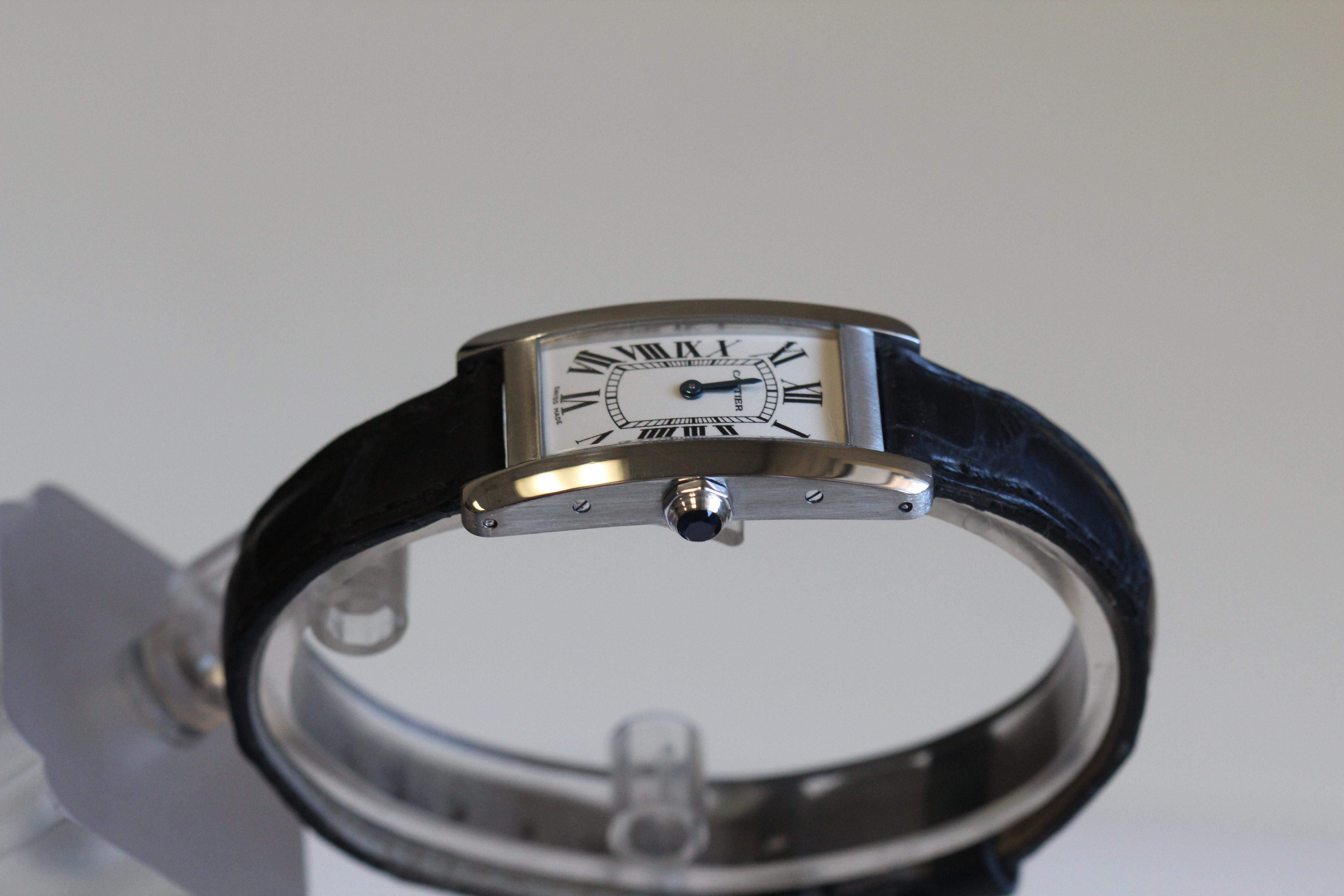 Cartier Ladies 18 Karat Gold Tank Americaine Box and Papers W2601956 Year 2009 In Excellent Condition For Sale In West Hollywood, CA