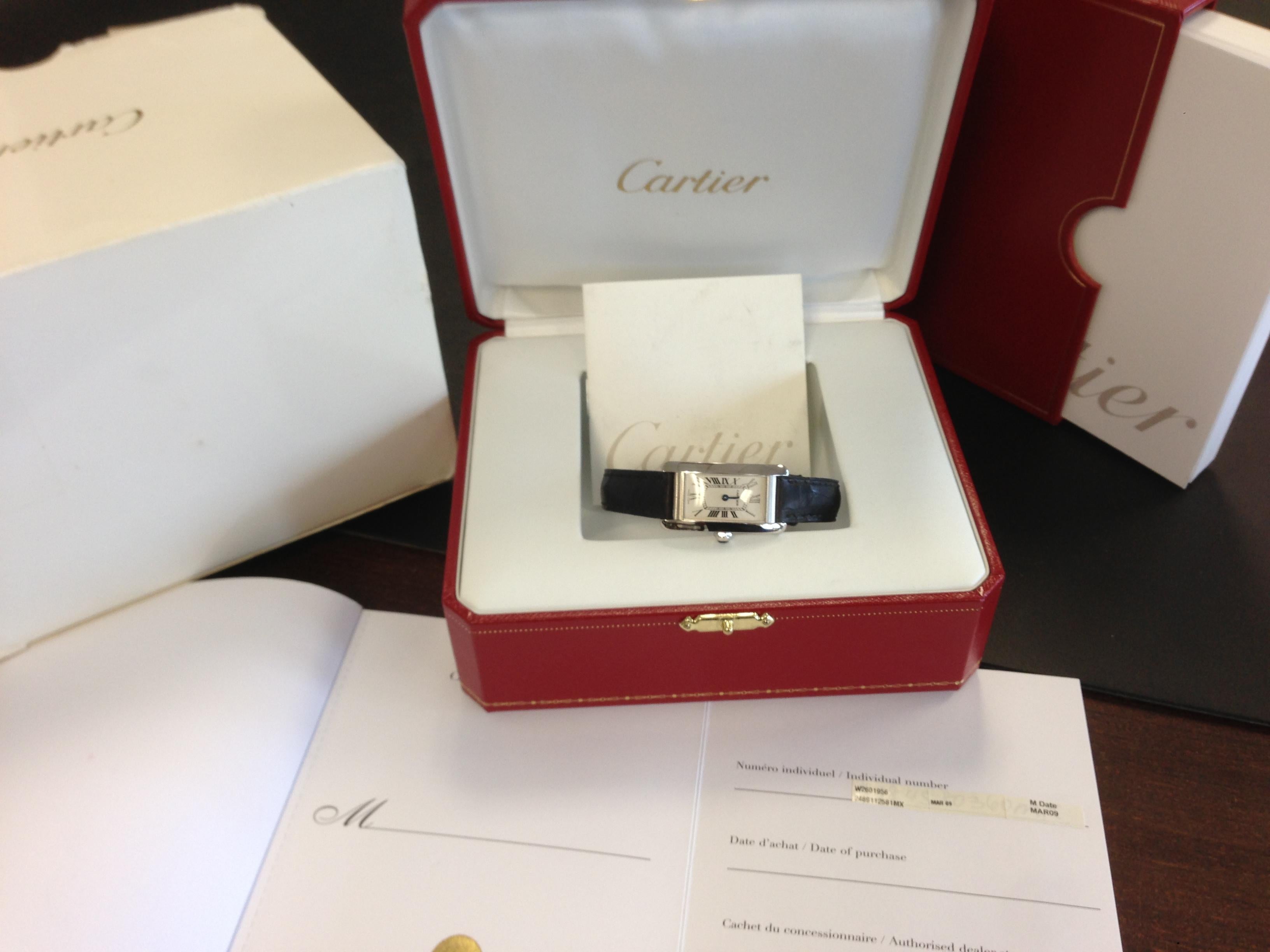 Cartier Ladies 18 Karat Gold Tank Americaine Box and Papers W2601956 Year 2009 For Sale 5