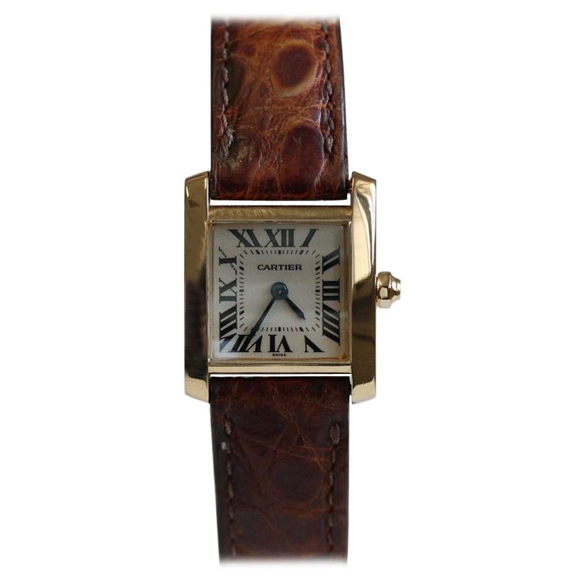 Cartier Ladies 18 Karat Yellow Gold Ladies Tank Francaise W5000256 For Sale