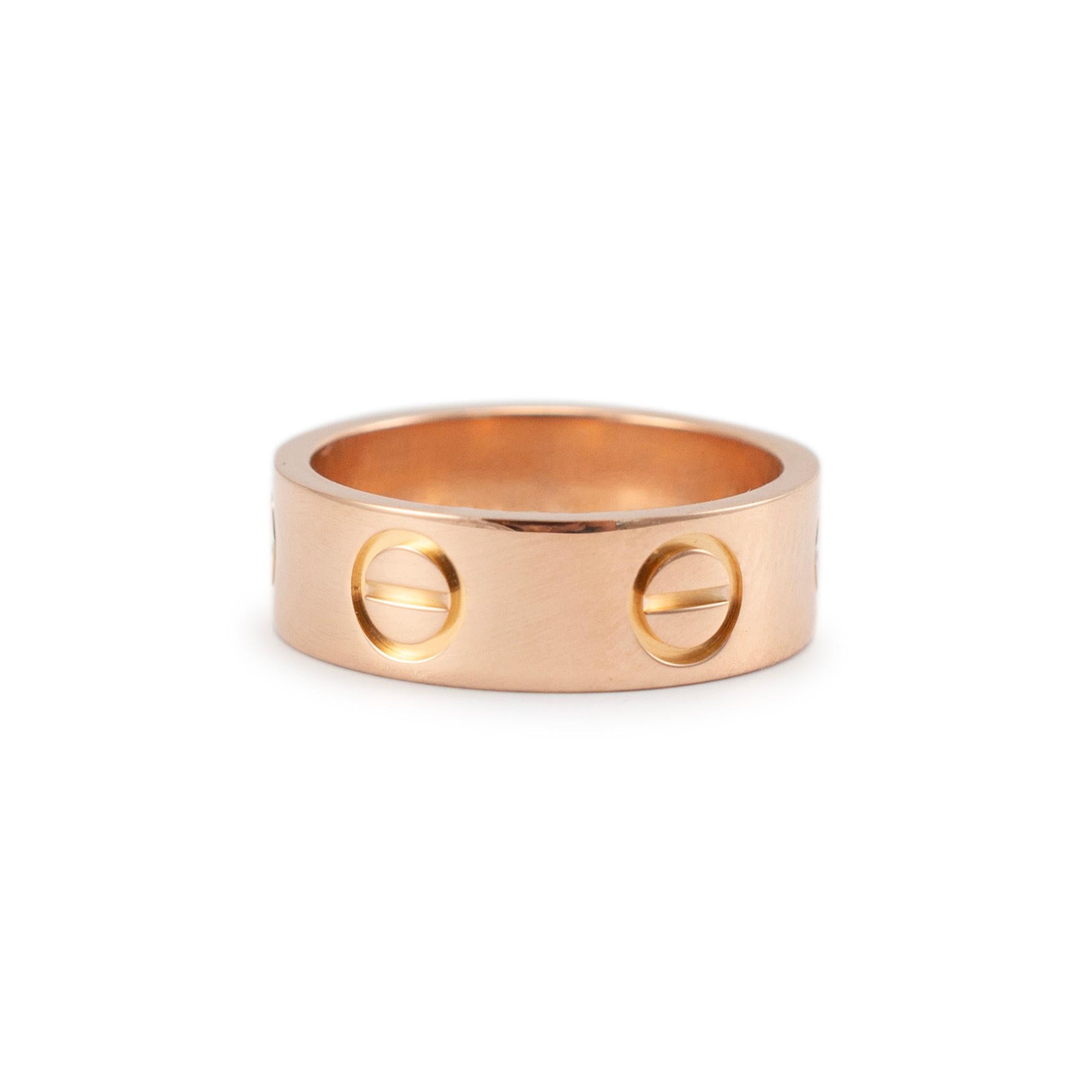 Cartier Ladies 18K Rose Gold Love Band Ring 1