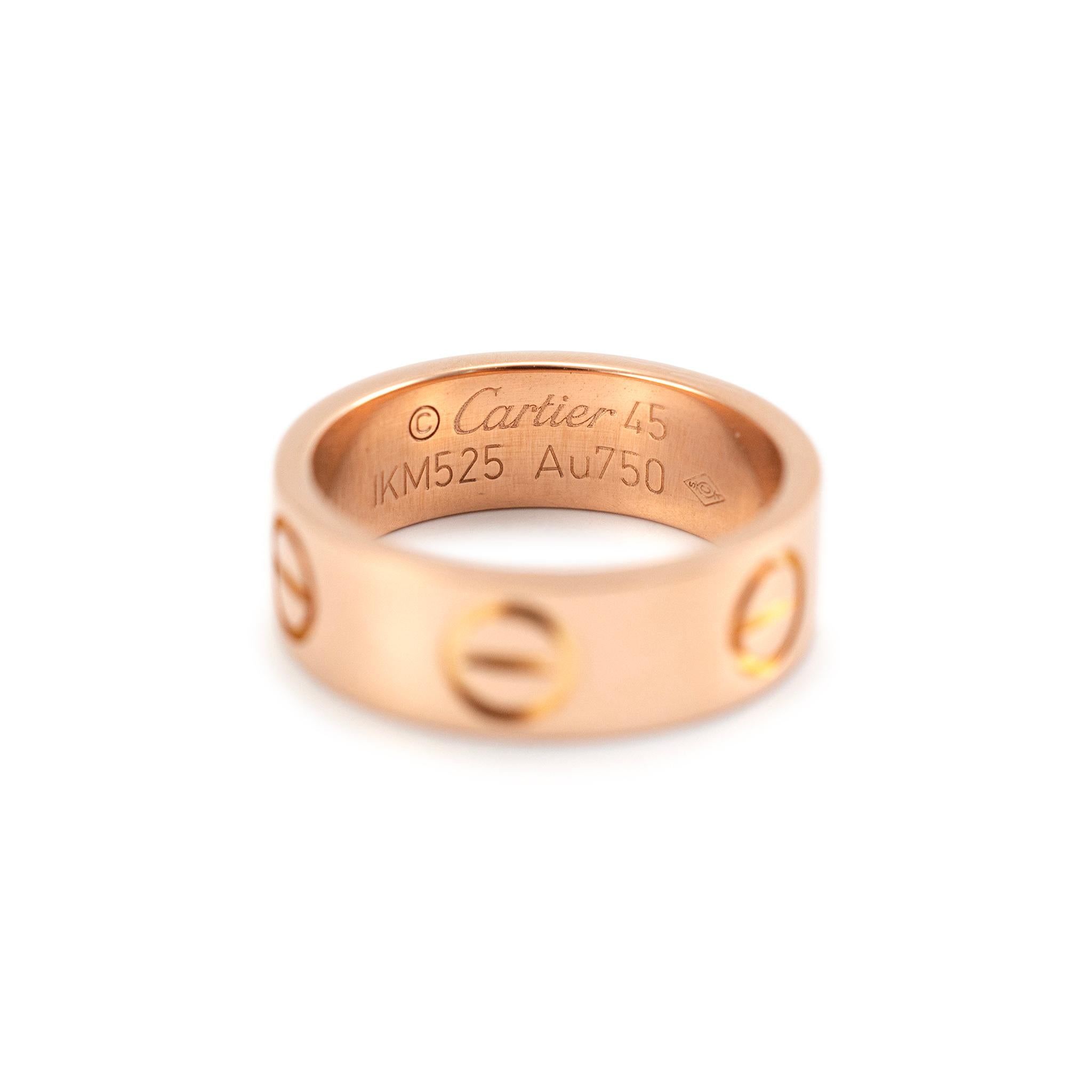 Cartier Ladies 18K Rose Gold Love Band Ring 2