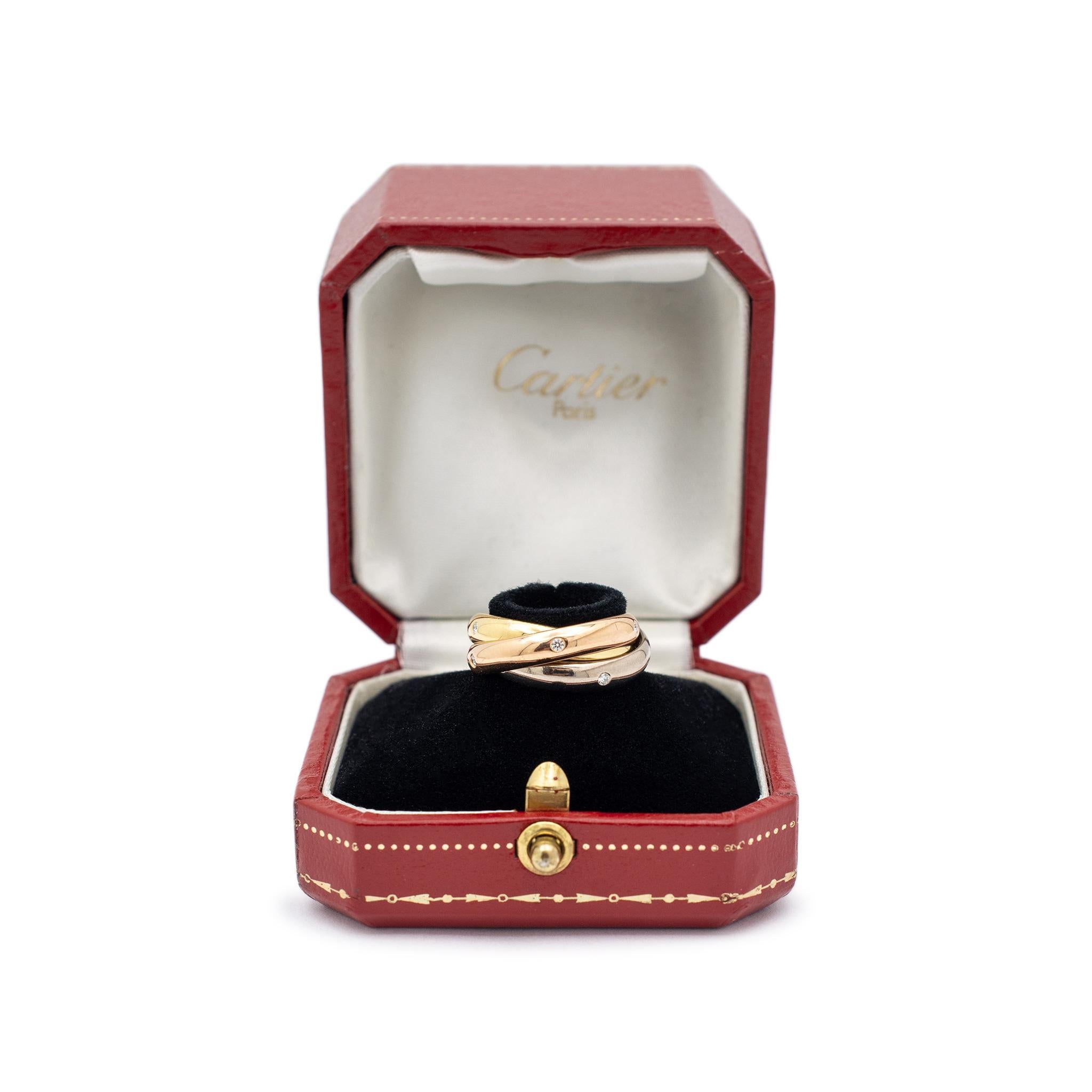 Cartier Damen 18K Tri Farbe Trinity Diamond Band Ring im Angebot 2