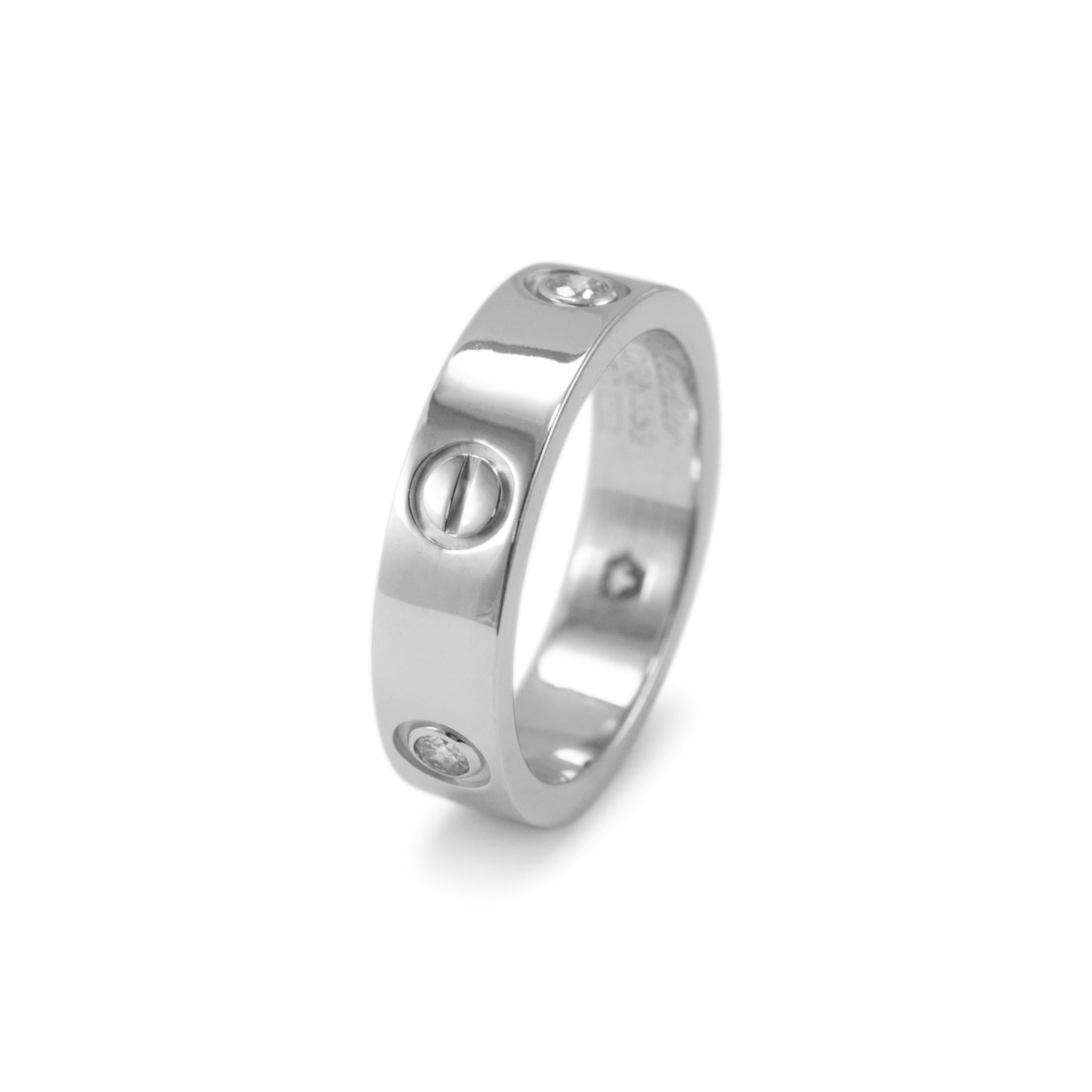 Taglio rotondo Cartier Donna Anello d'amore con 3 diamanti in oro bianco 18K in vendita