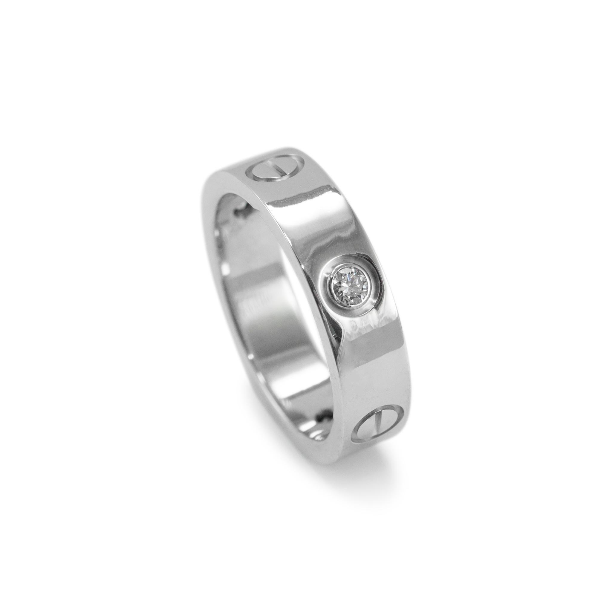 Cartier Donna Anello d'amore con 3 diamanti in oro bianco 18K In condizioni ottime in vendita a Houston, TX