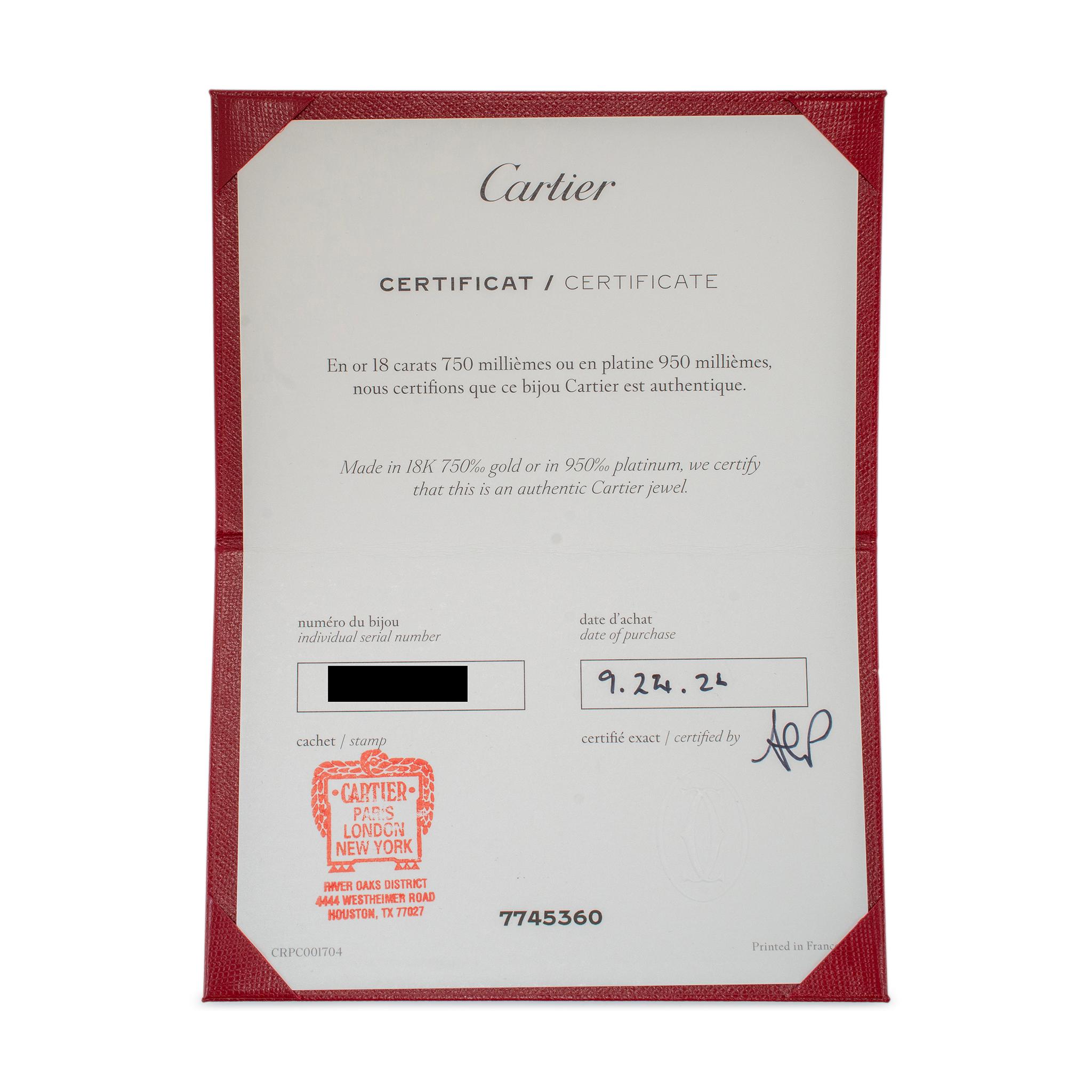 Cartier Donna Anello d'amore con 3 diamanti in oro bianco 18K in vendita 4