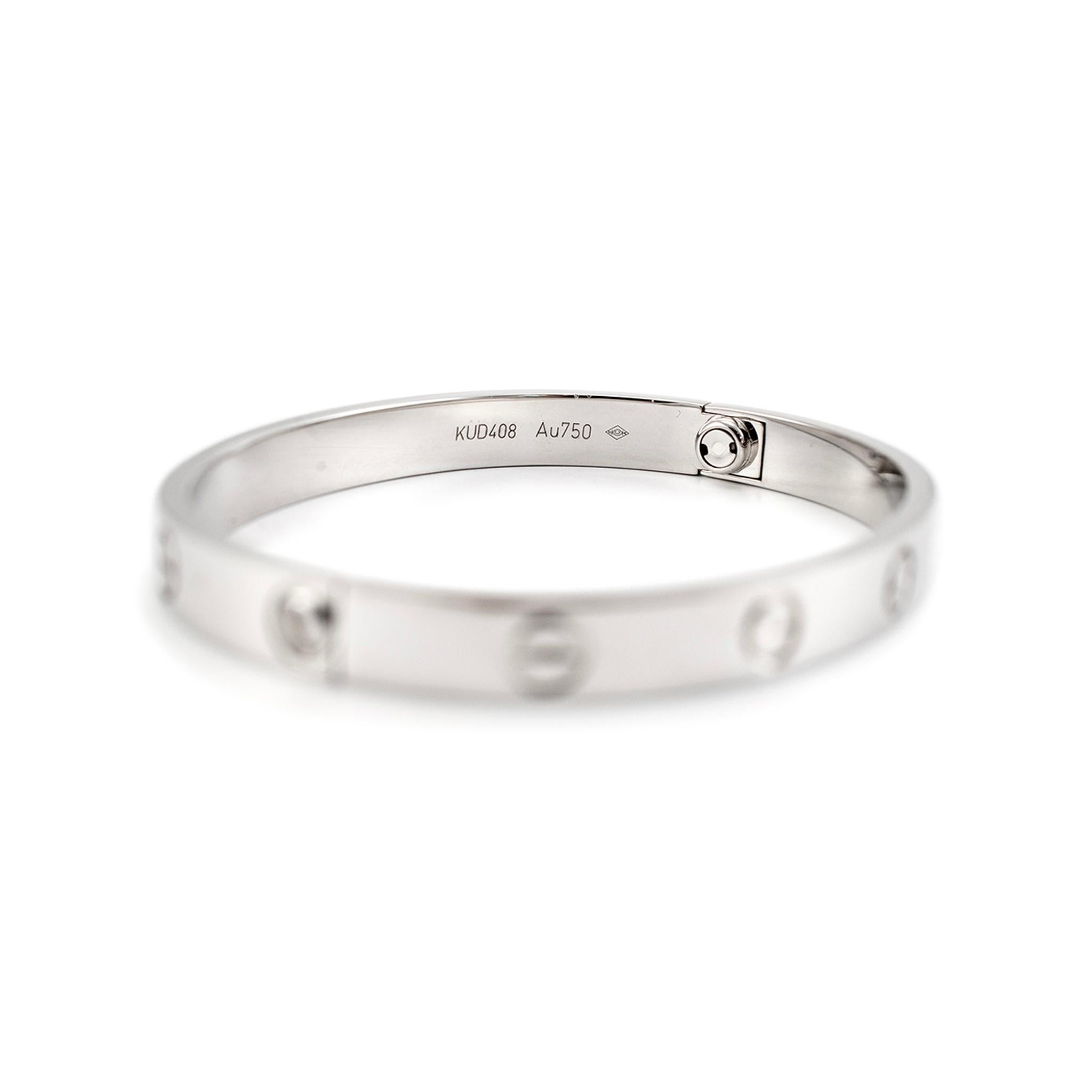 Cartier Damen 18 Karat Weißgold Love Armreif-Armband 1