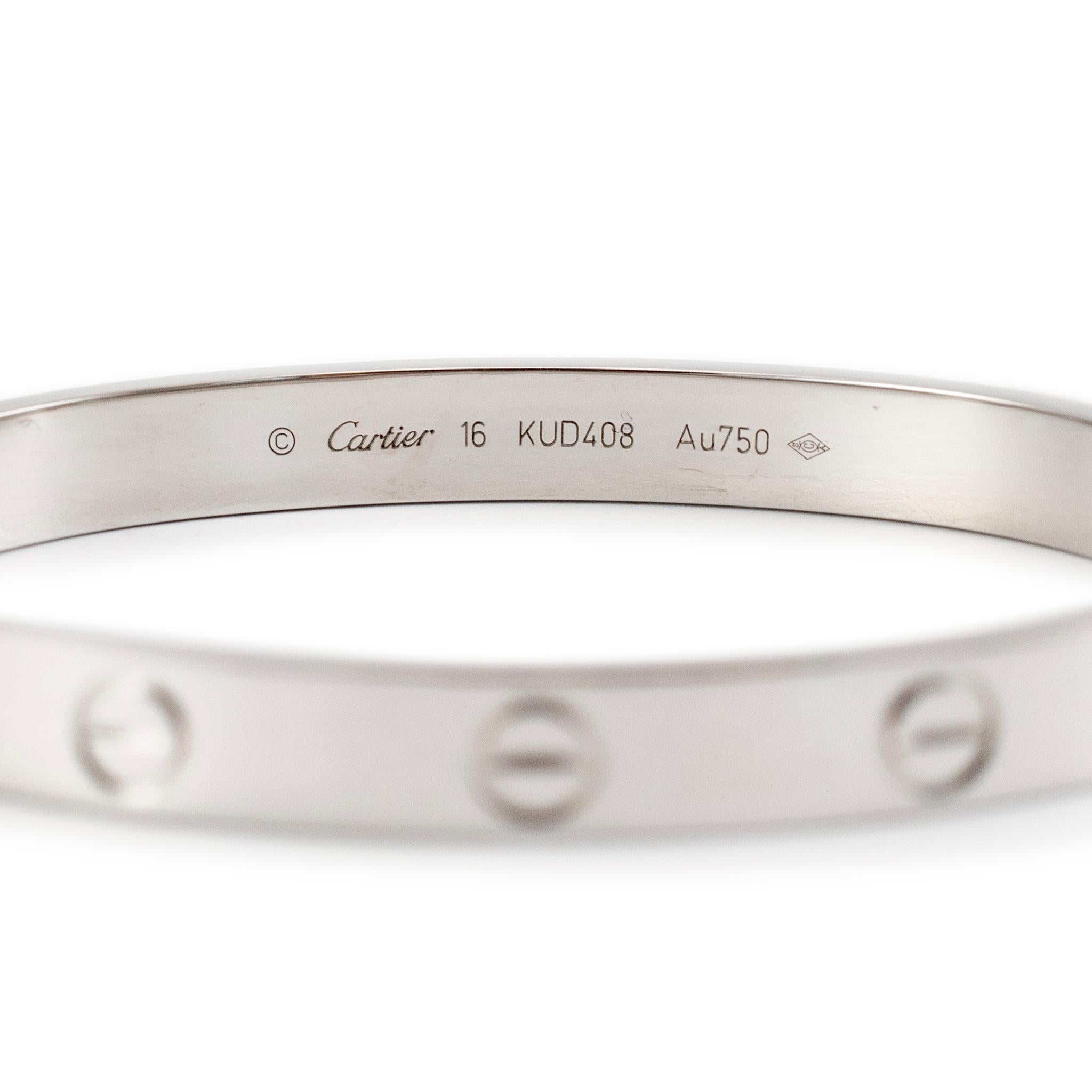 Cartier Damen 18 Karat Weißgold Love Armreif-Armband 2