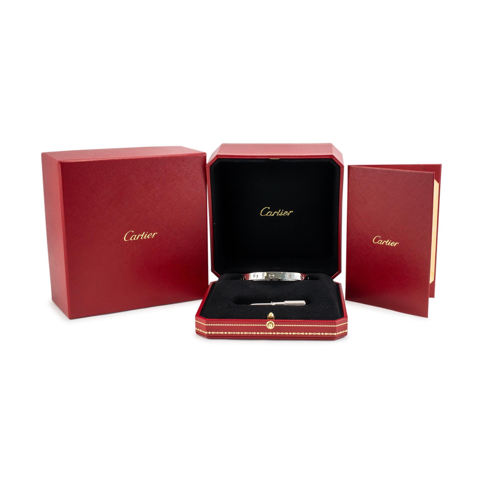 Cartier Damen 18 Karat Weißgold Love Armreif-Armband 3