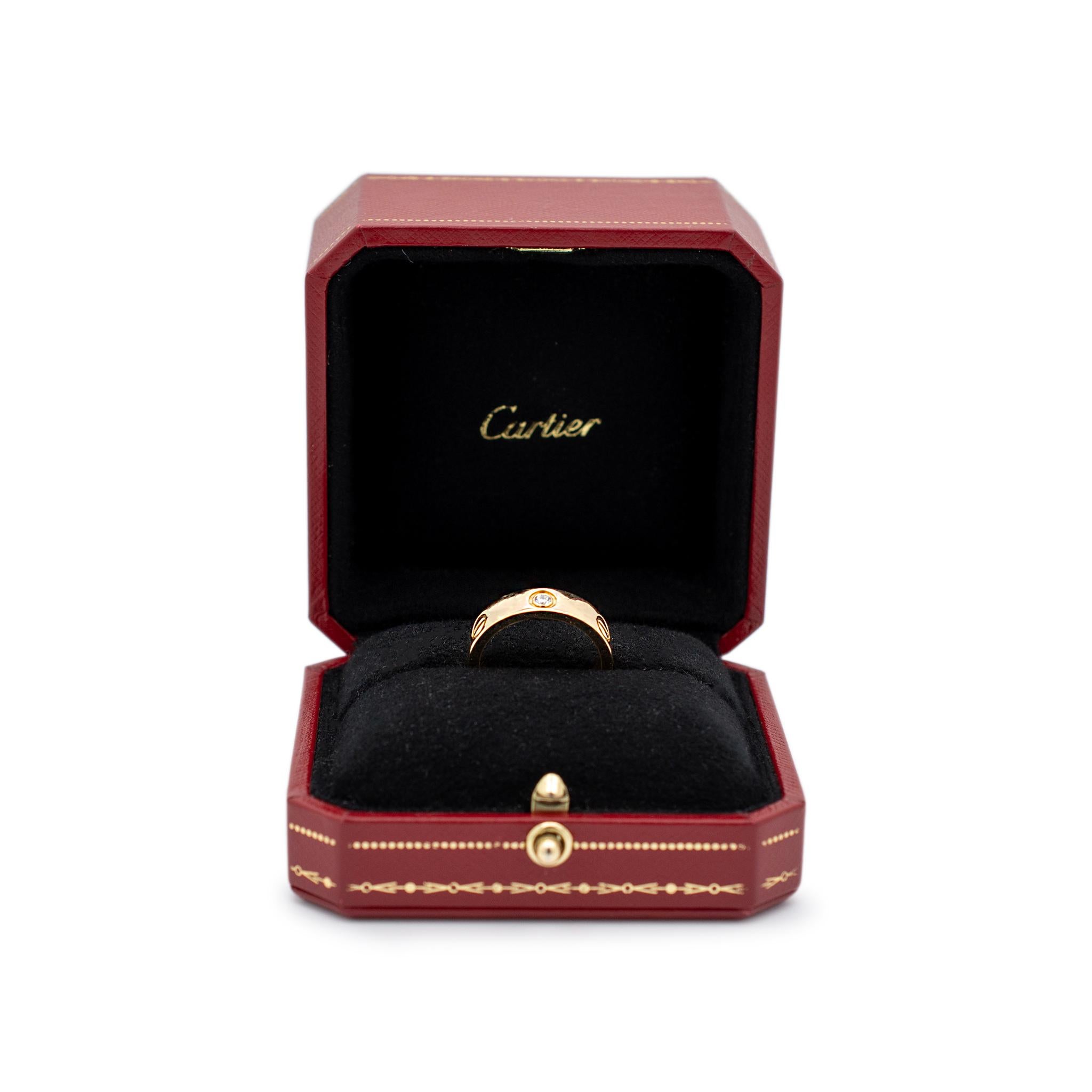 Cartier Ladies 18K Yellow Gold 3 Diamond Love Band Ring 3