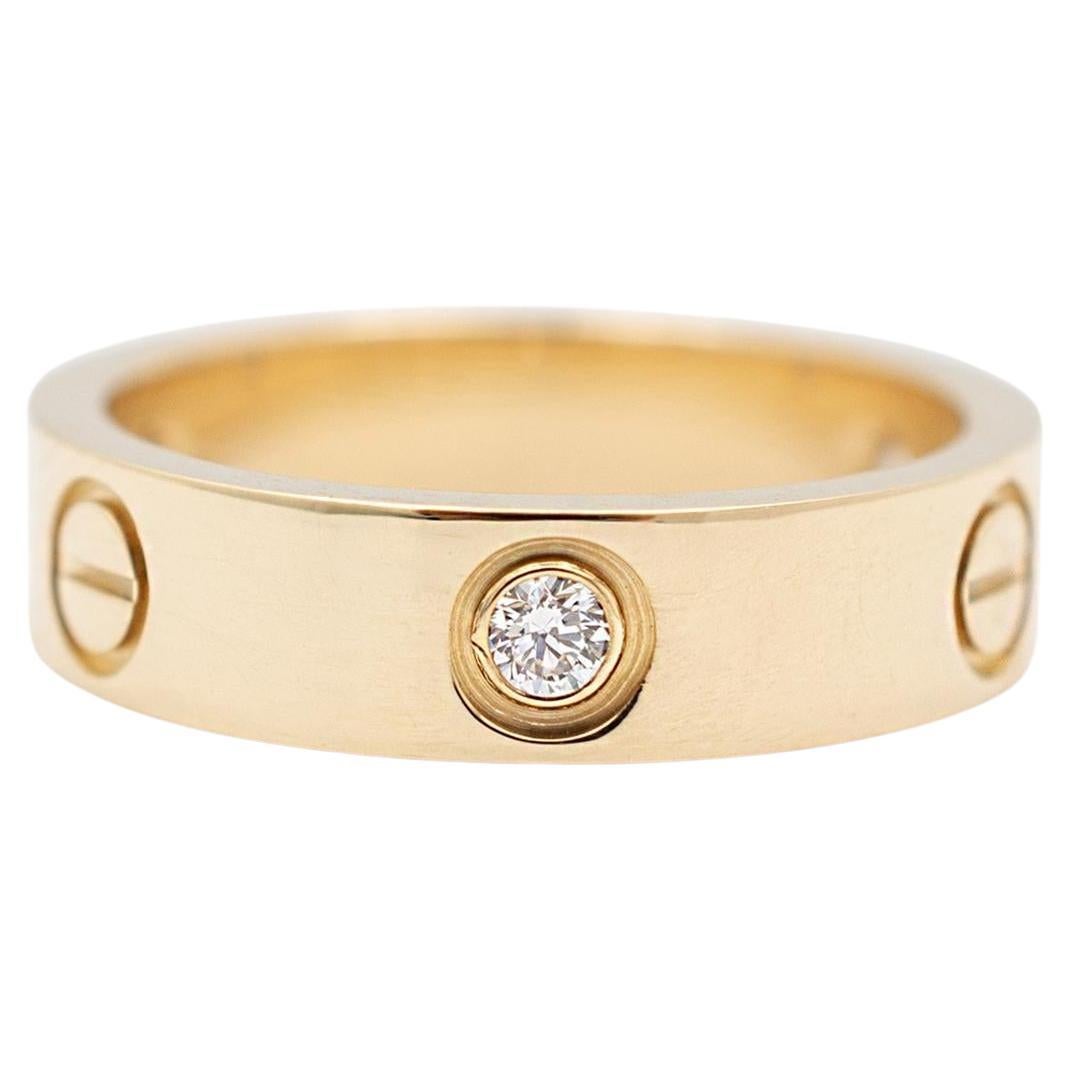Cartier Ladies 18K Yellow Gold 3 Diamond Love Band Ring