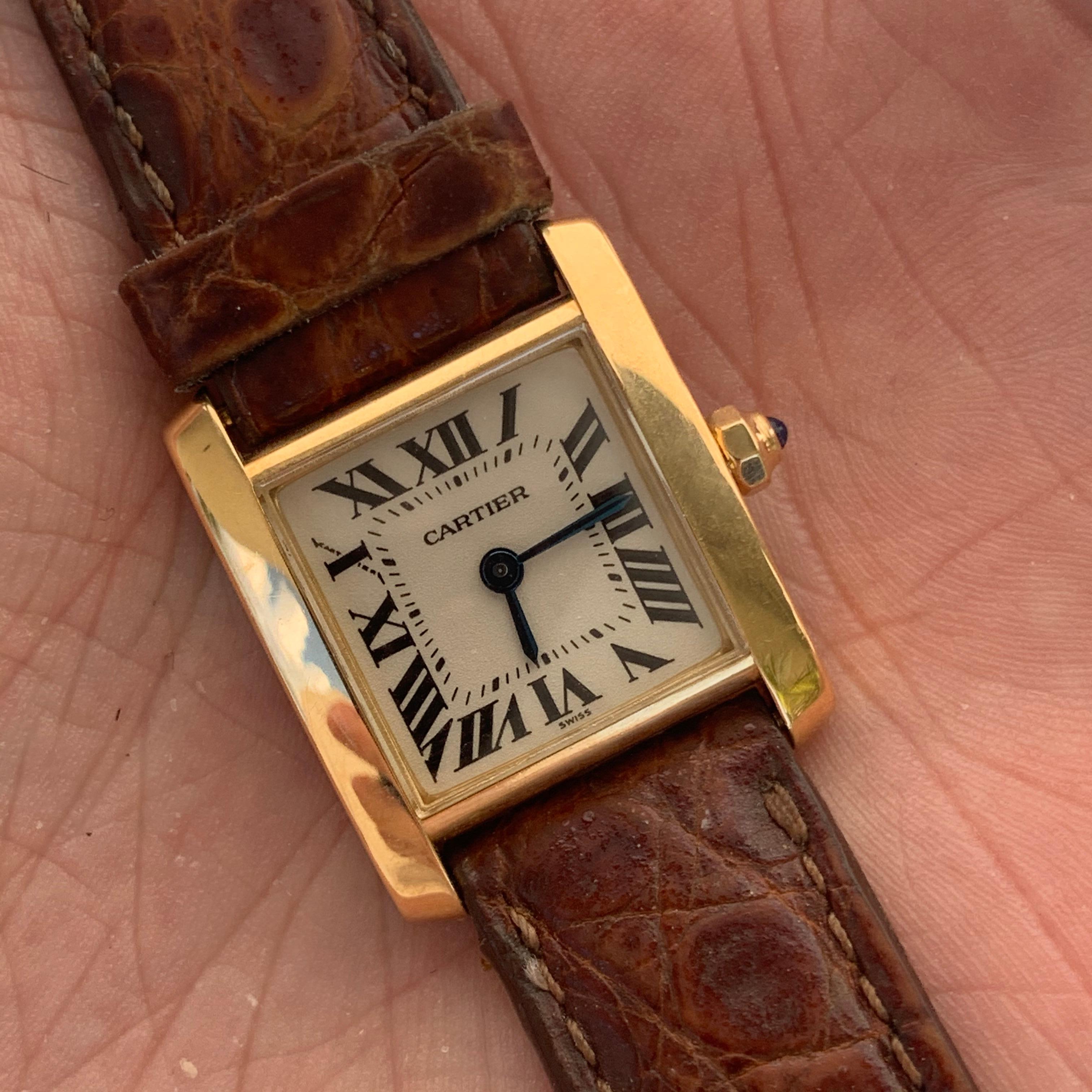 Women's Cartier Ladies 18 Karat Yellow Gold Ladies Tank Francaise W5000256 For Sale