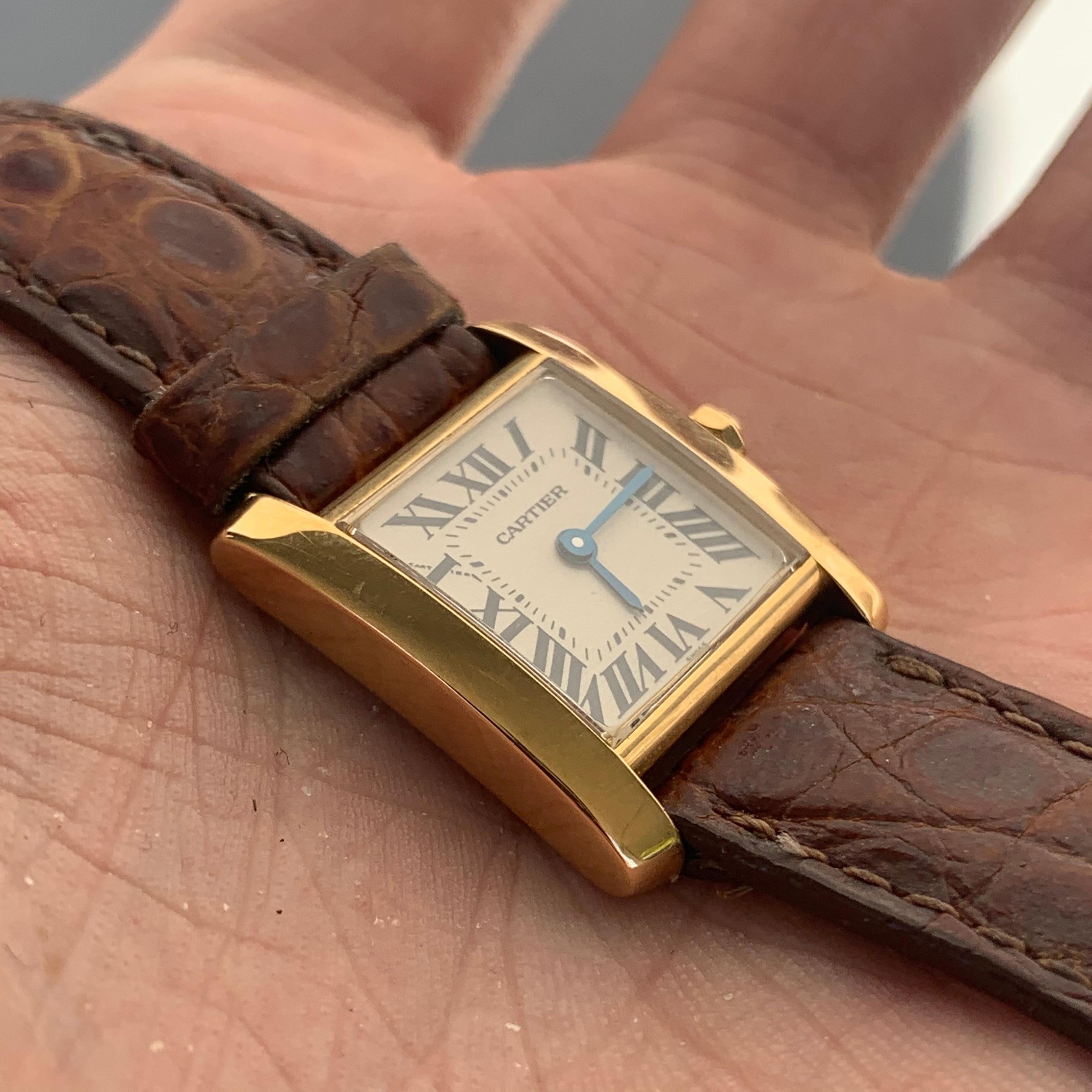 Cartier Ladies 18 Karat Yellow Gold Ladies Tank Francaise W5000256 For Sale 1
