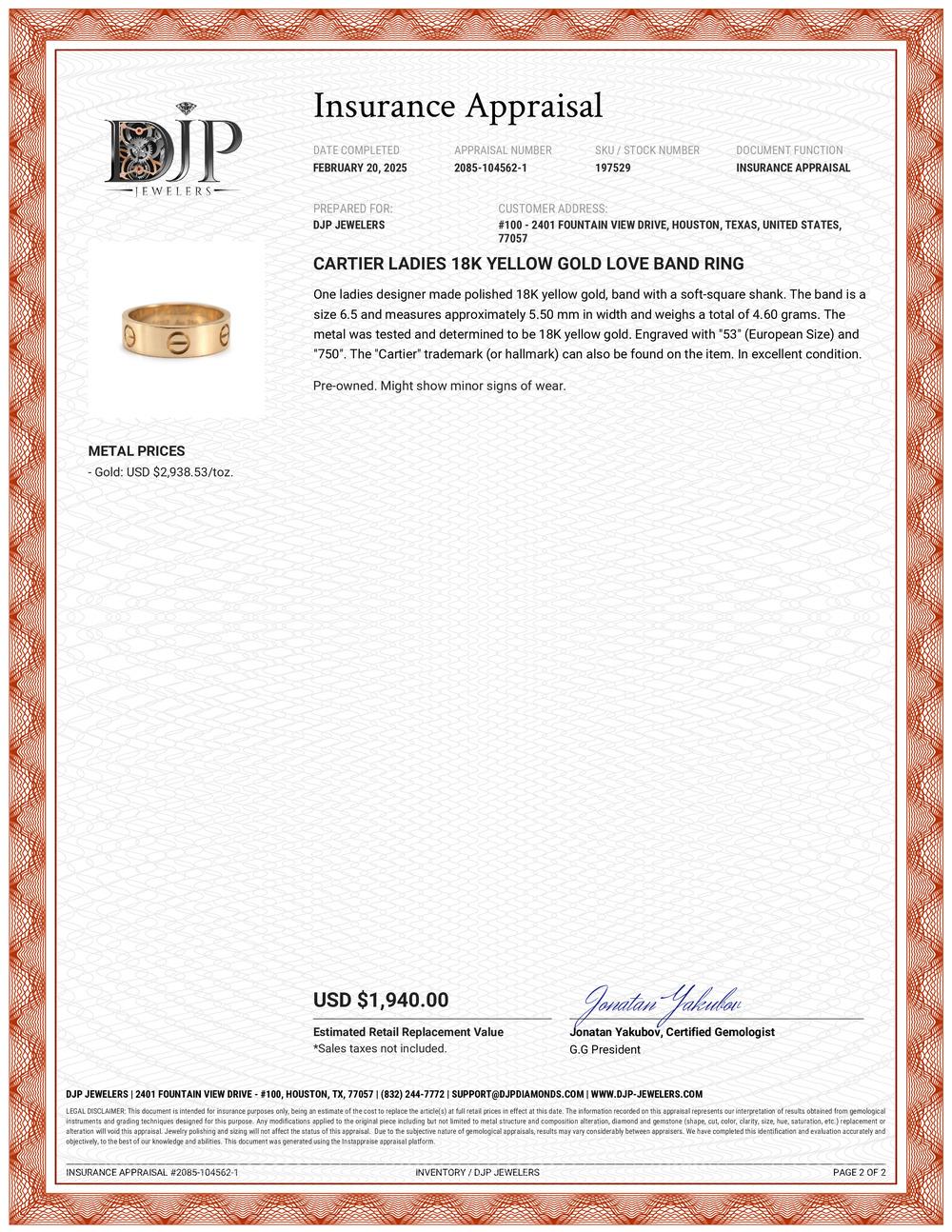 Anello Love Band in oro giallo 18 carati da donna Cartier 3